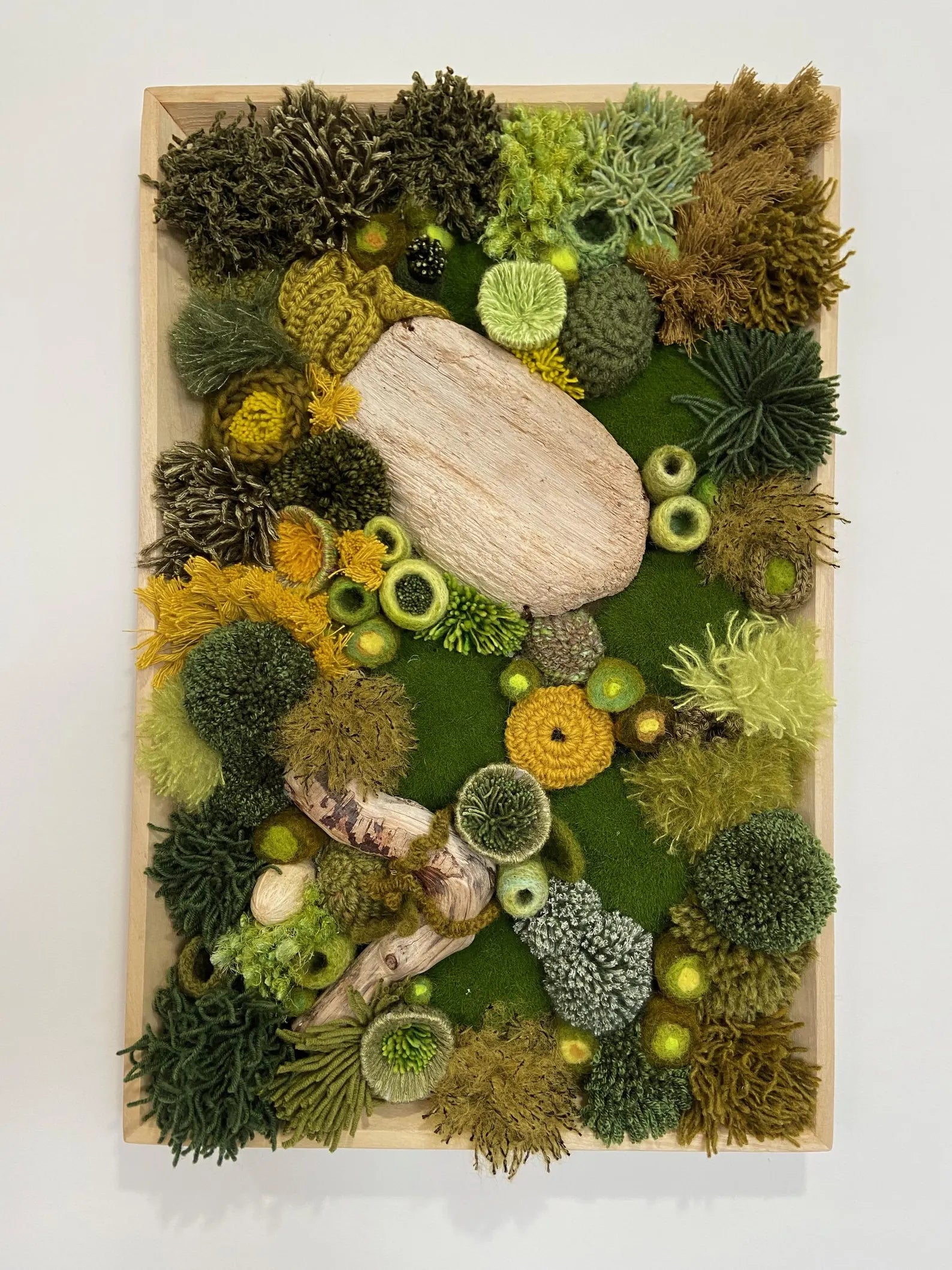 Rectangular Wood Frame | Moss Wall Art with Yarn & Felt