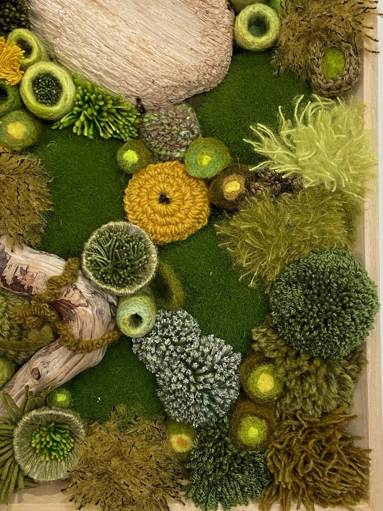 Rectangular Wood Frame | Moss Wall Art with Yarn & Felt