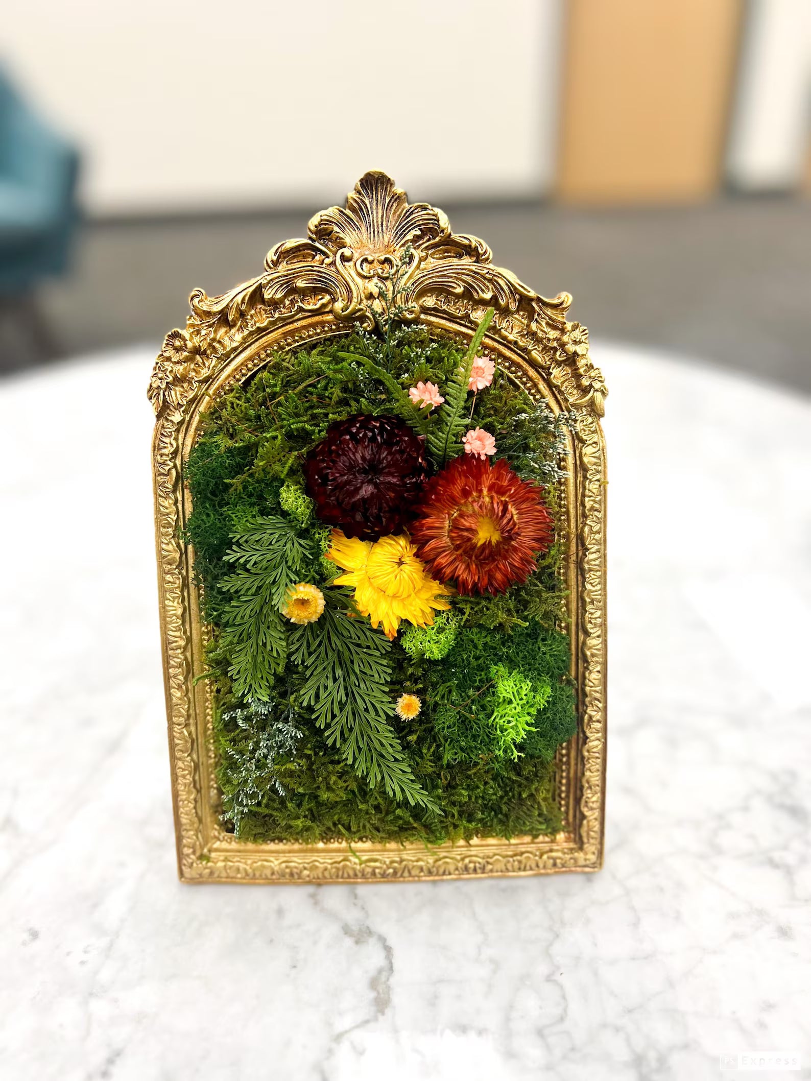 Preserved Moss & Dried Flower Wall Art – Handmade 5x7 Nature Frame Decor