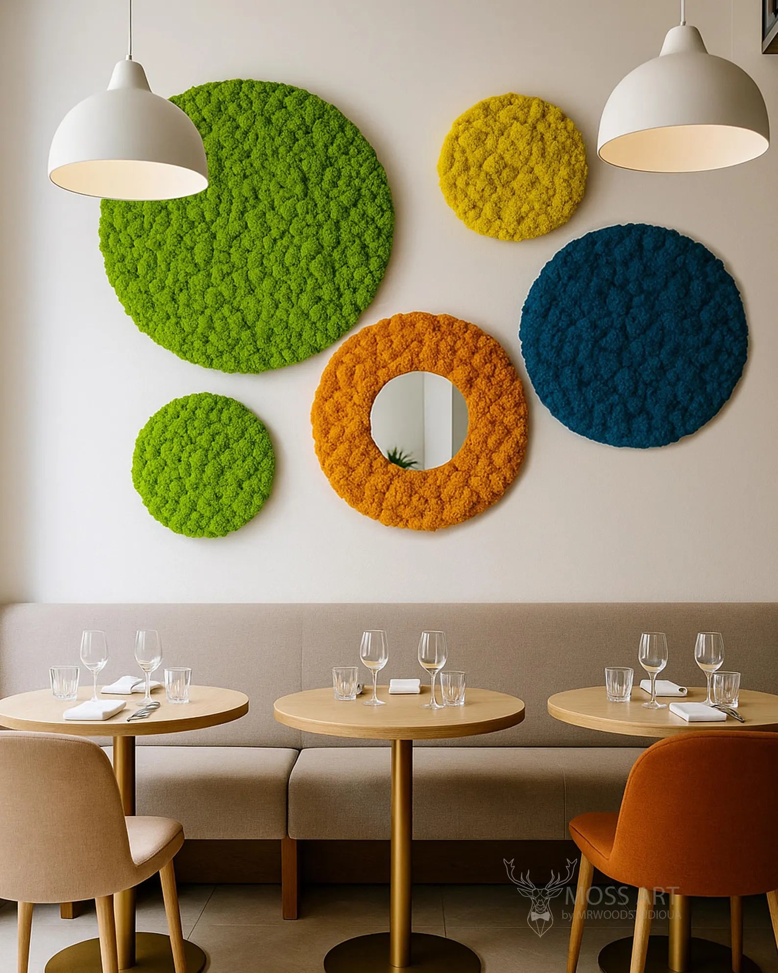 Round Moss Wall Art – Handmade Preserved Moss Circle Decor for Modern Living Spaces