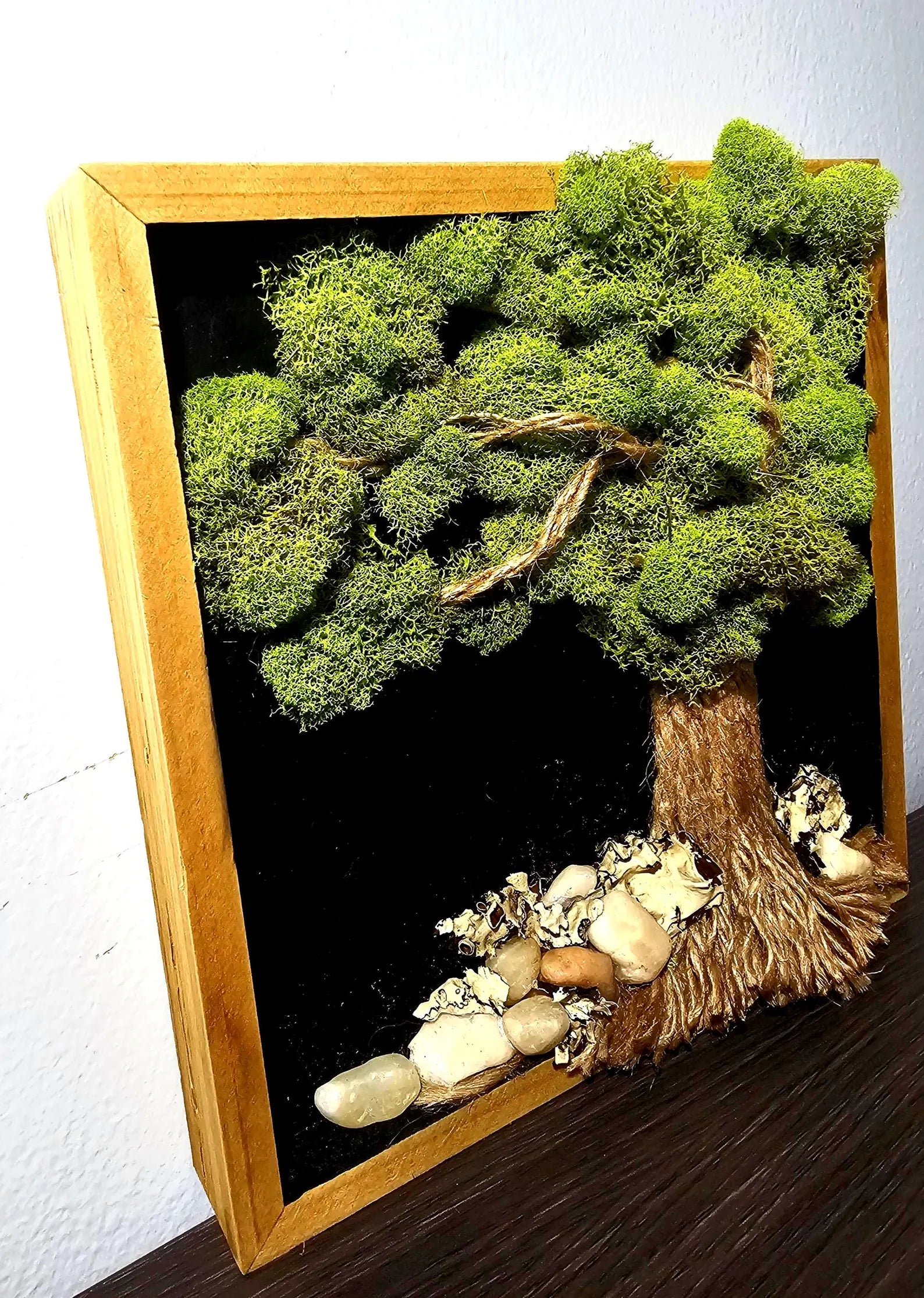 Tree of Life Moss Wall Art – 25x25cm Framed Preserved Moss Décor
