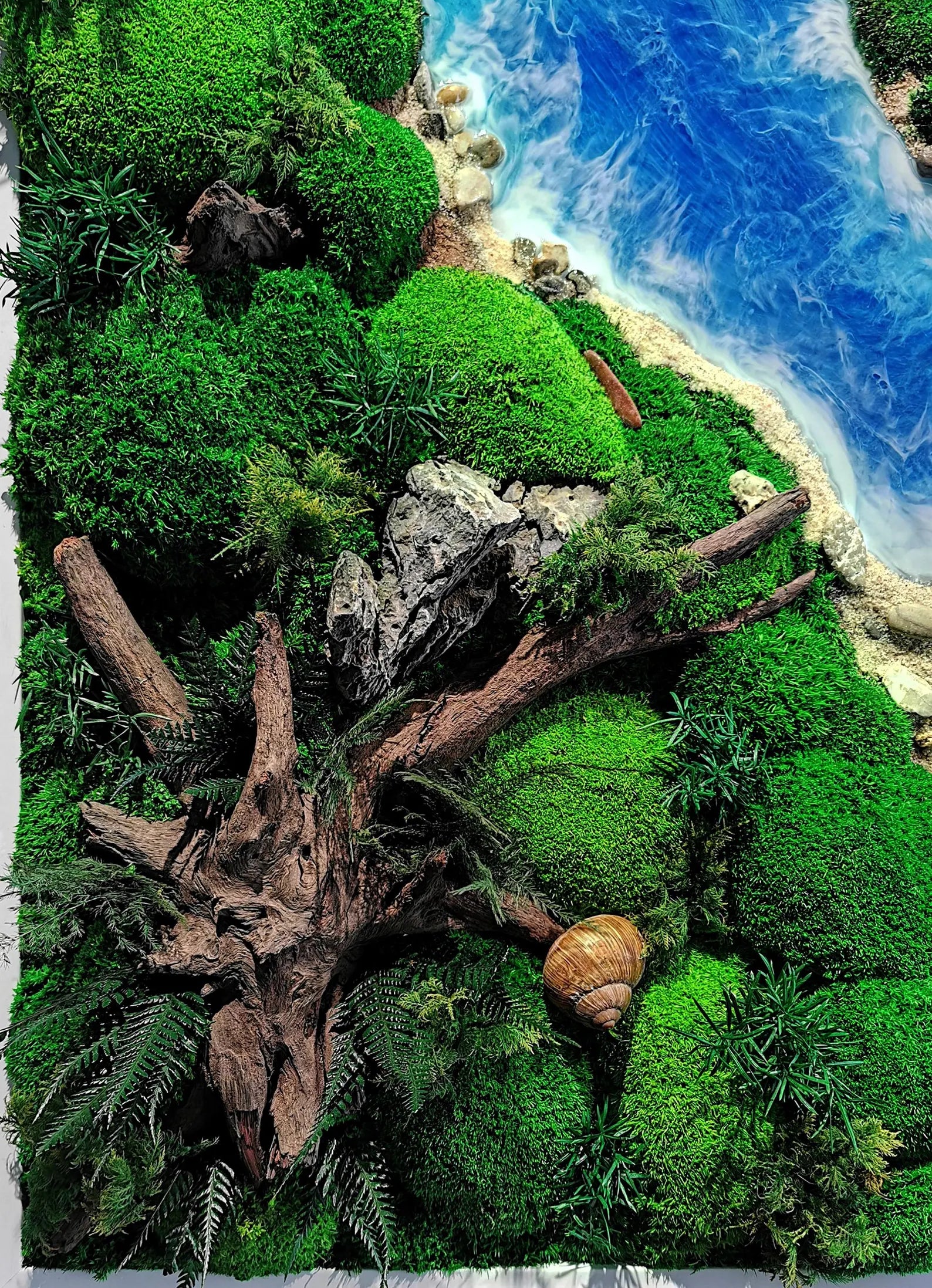 3D Moss Picture Wall Art – Handmade Forest & River Nature Decoration