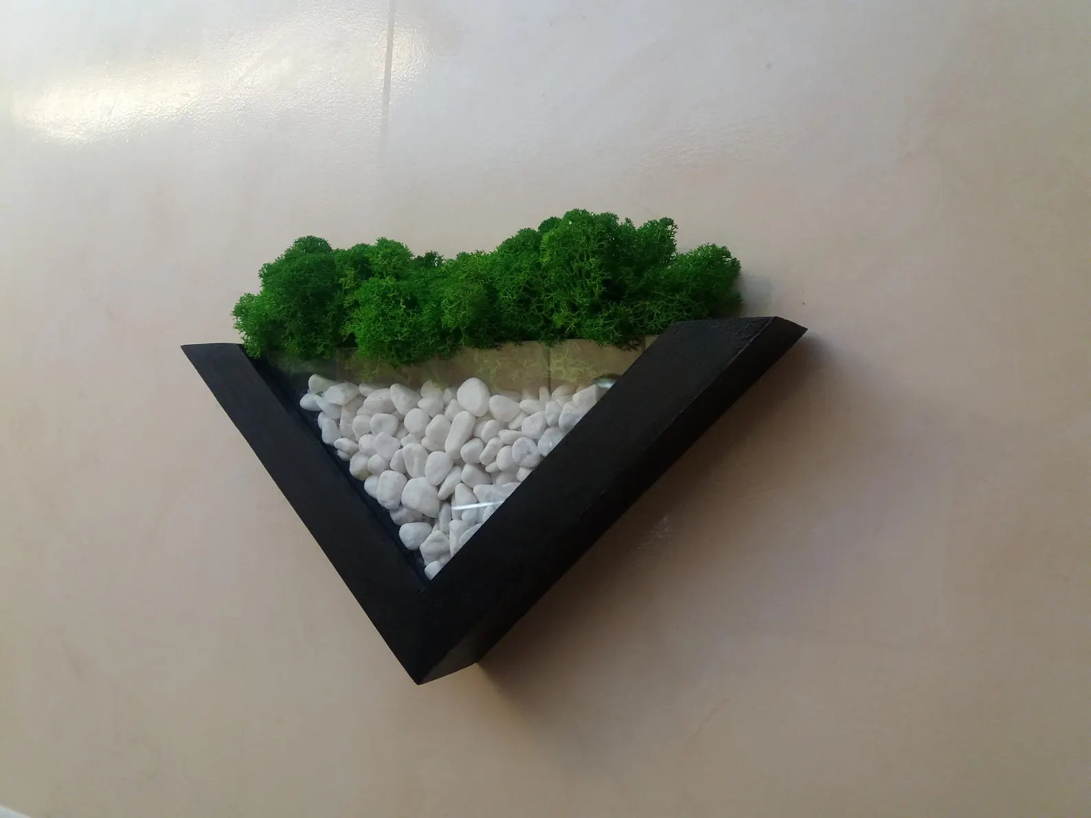 Moss Wall Planter – Green Wall Decor – Wood and Moss Indoor Wall Art