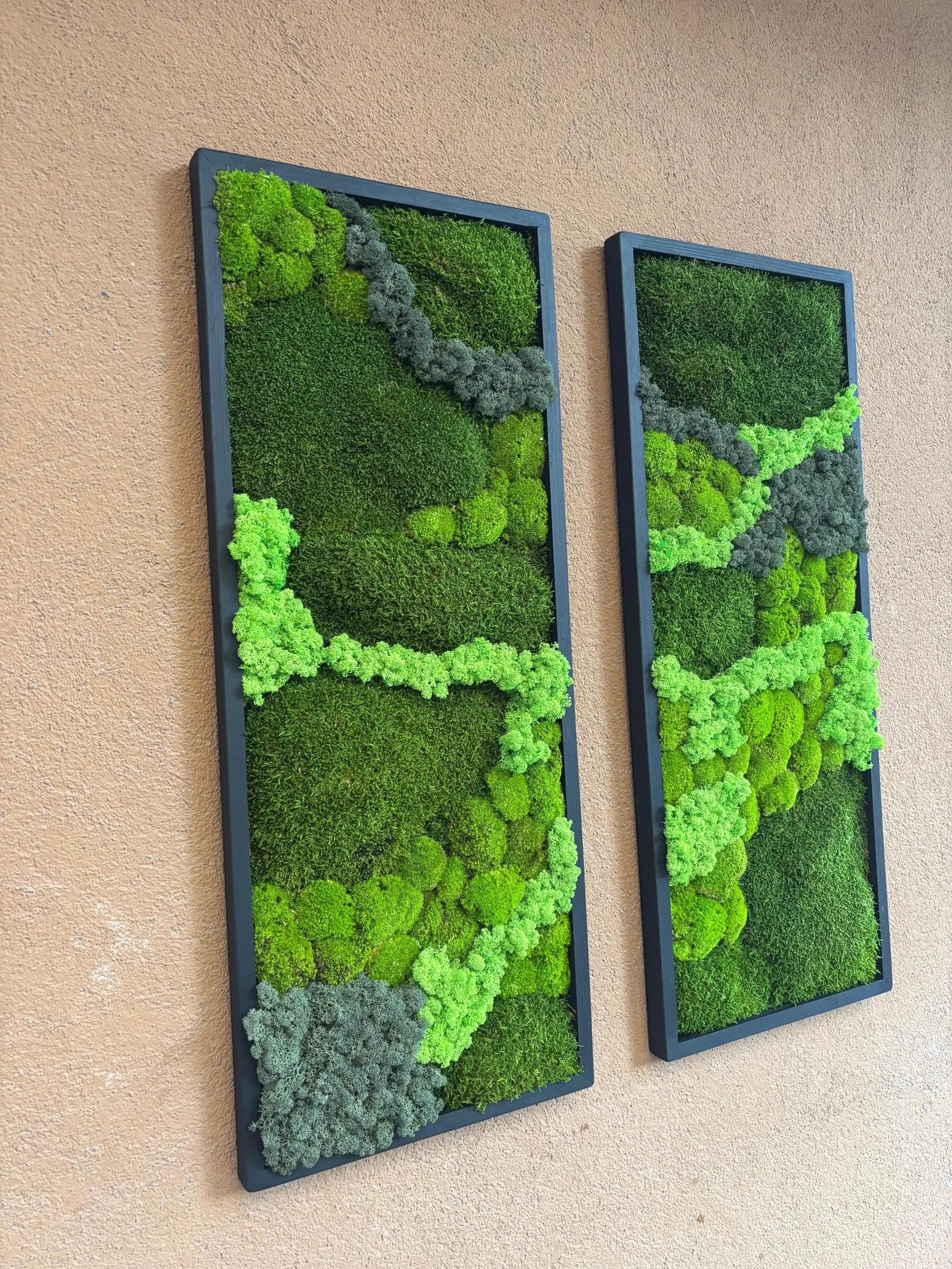 Preserved Moss Wall Art – Real Natural Moss in Vertical Wooden Frame for Eco-Friendly Home & Office Décor