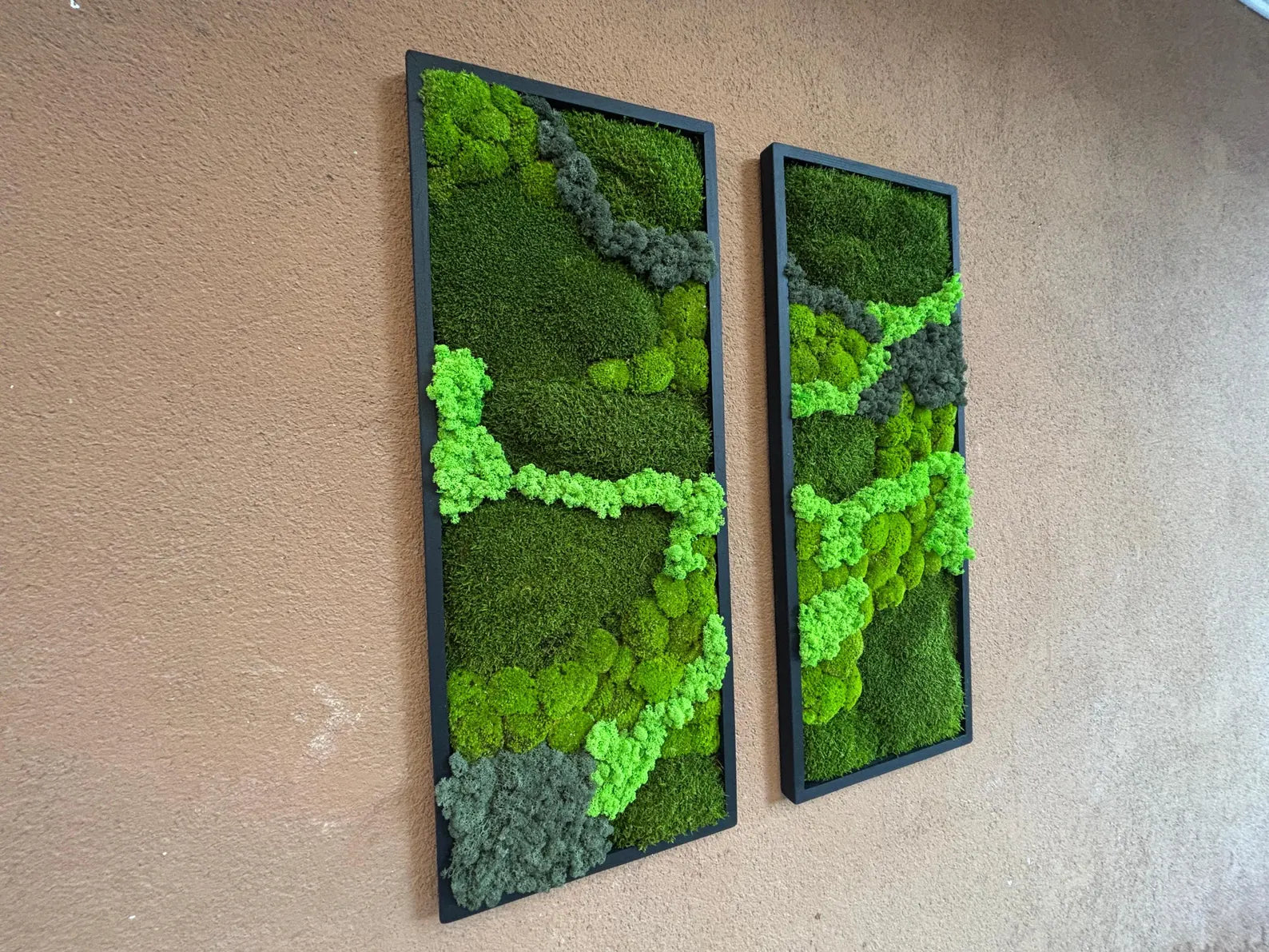 Preserved Moss Wall Art – Real Natural Moss in Vertical Wooden Frame for Eco-Friendly Home & Office Décor