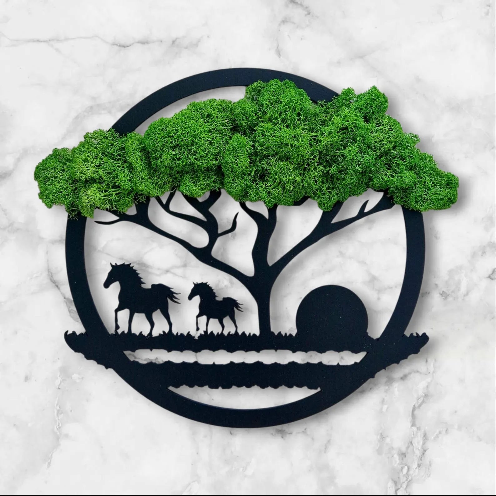 Tree of Life Moss Wall Art – Large Round Reindeer Moss Décor with Mixed Colors, Perfect Host Gift