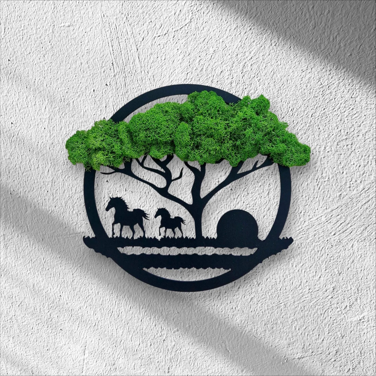 Tree of Life Moss Wall Art – Large Round Reindeer Moss Décor with Mixed Colors, Perfect Host Gift