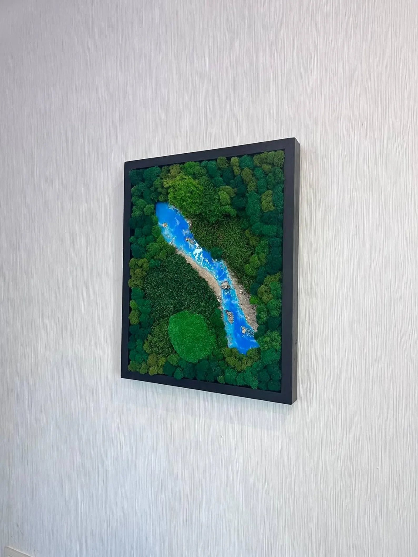 Moss Wall Art QR Code Sign – Wooden Frame Botanical Business Sign & Unique Wall Accent