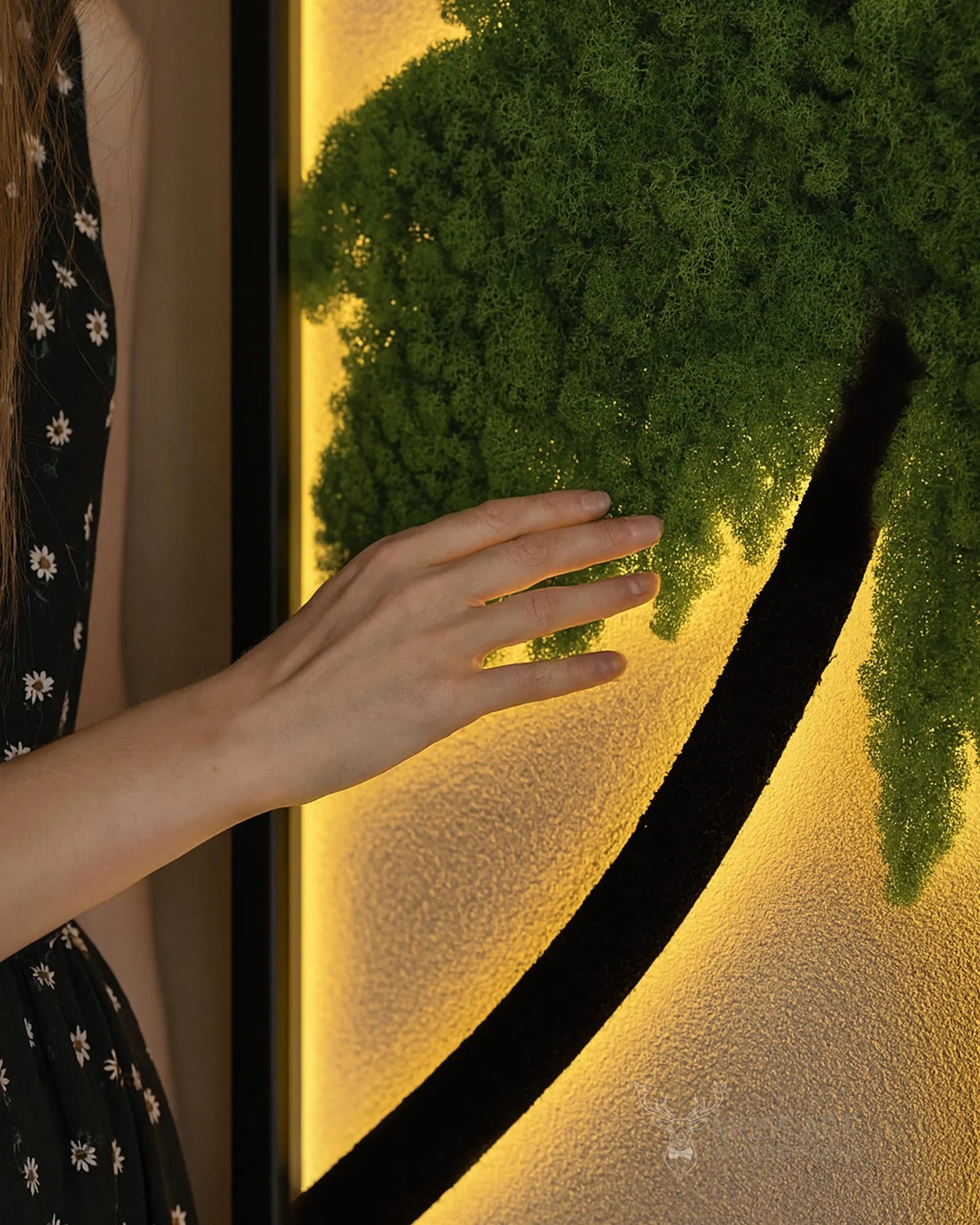 Tropical Moss Wall Art Triptych – Large Preserved Moss Panels with LED