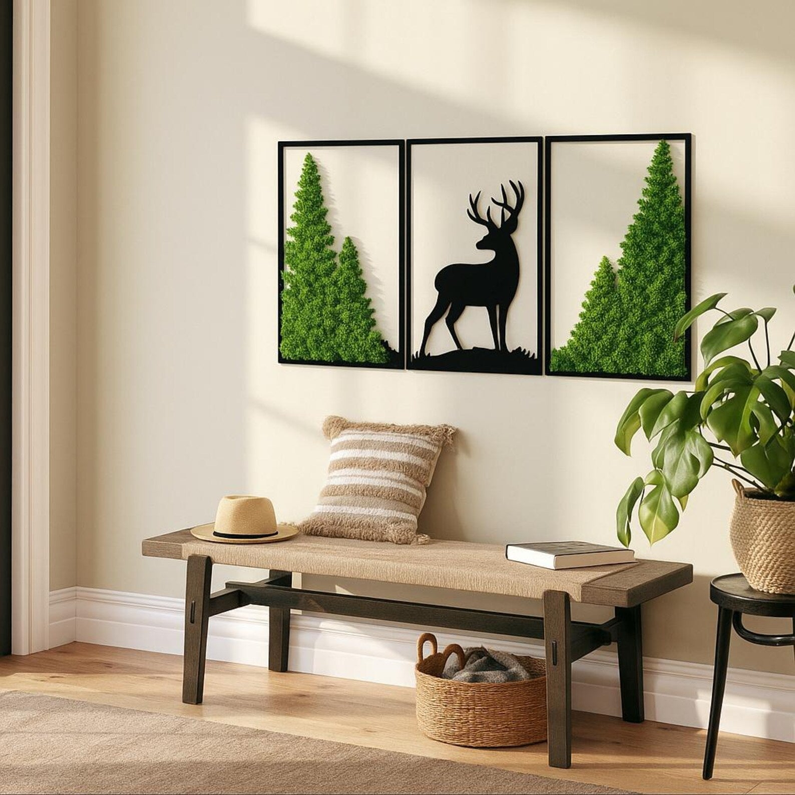 Moss Wall Art Tree – Reindeer Moss Vertical Garden Decor for Home & Bedroom