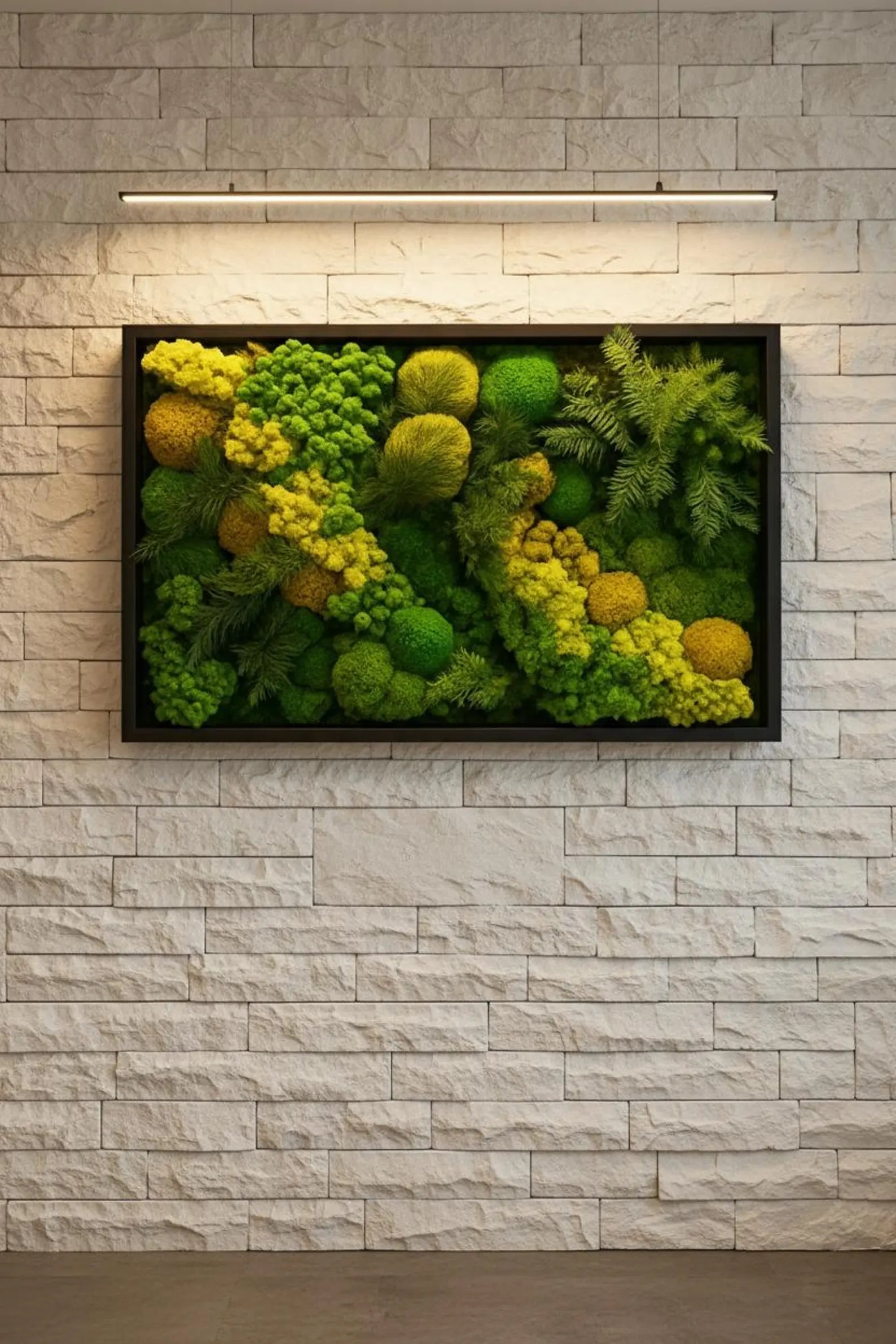 Green Preserved Moss Wall Art with LED – Unique Handmade Wall Decor