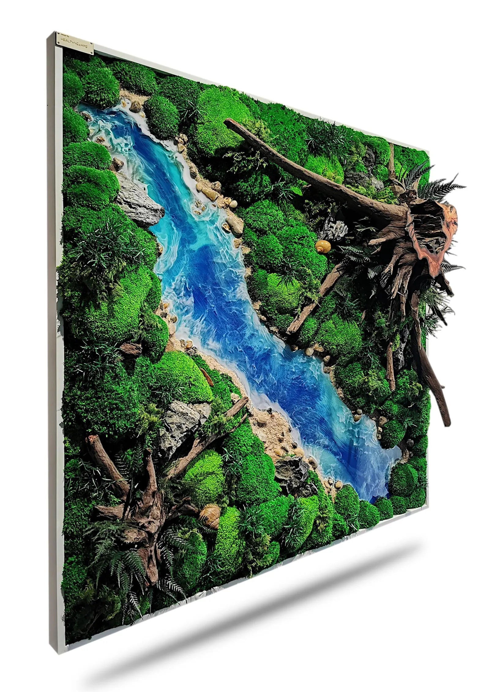 3D Moss Picture Wall Art – Handmade Forest & River Nature Decoration