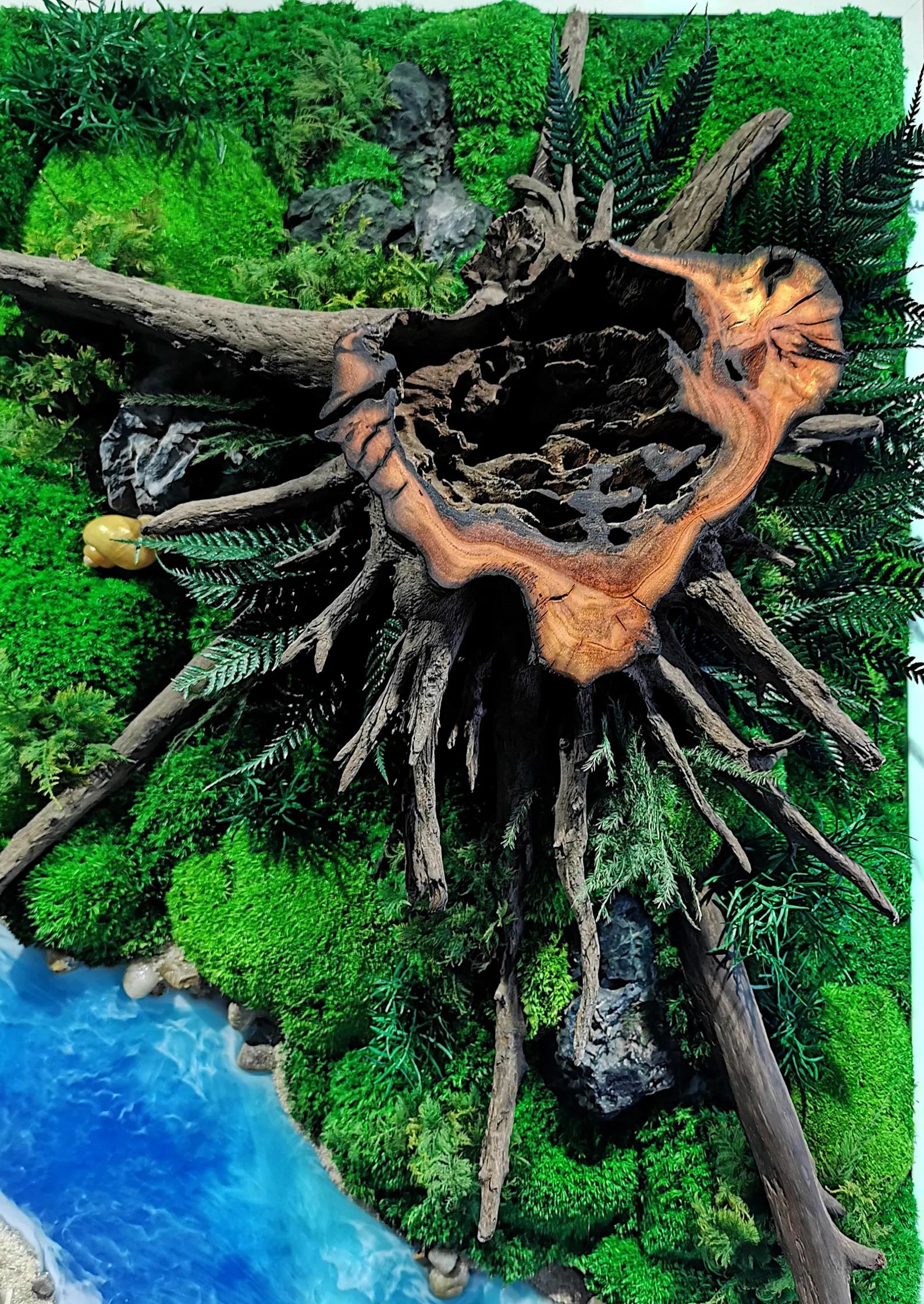 3D Moss Picture Wall Art – Handmade Forest & River Nature Decoration