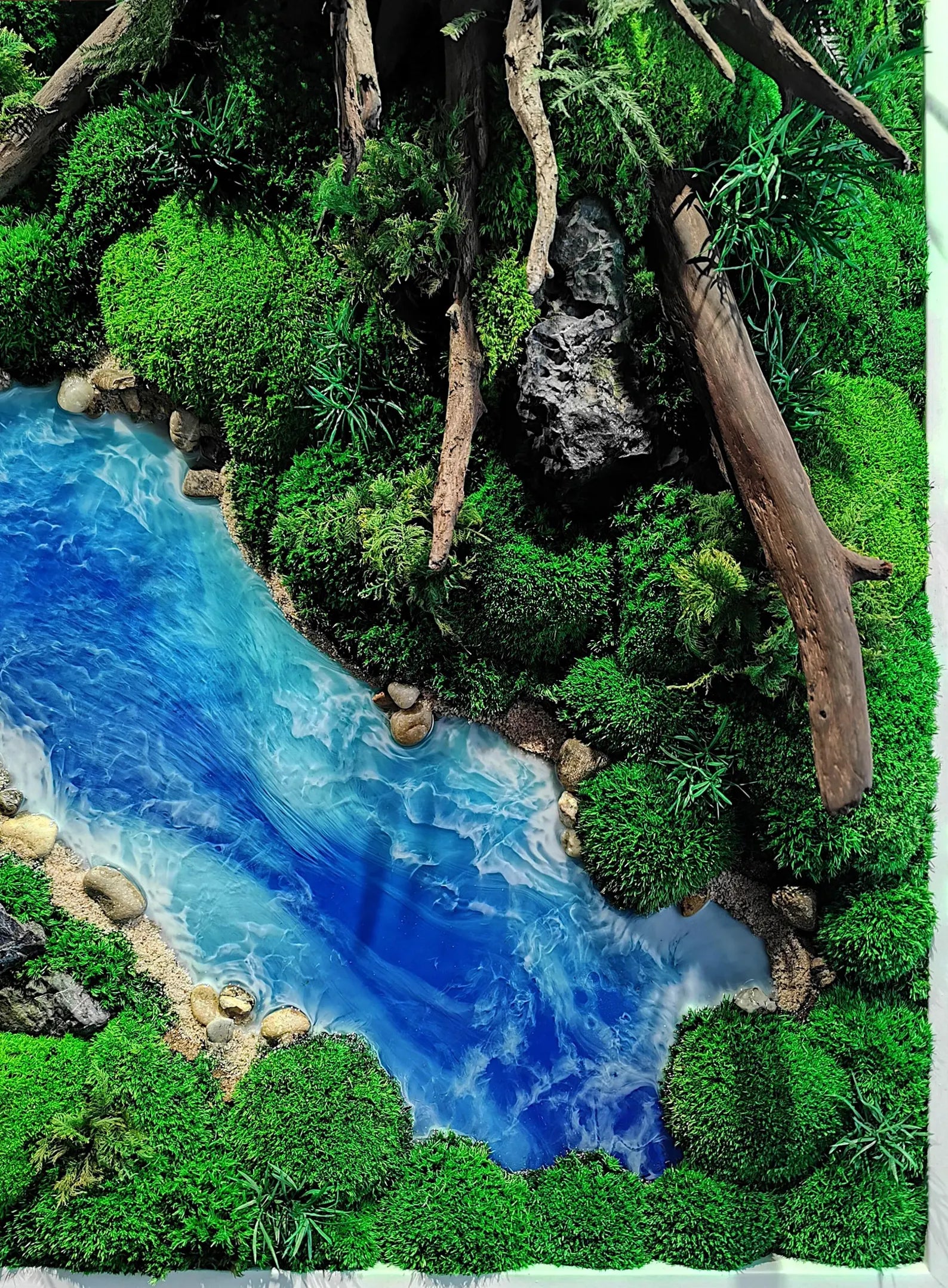 3D Moss Picture Wall Art – Handmade Forest & River Nature Decoration