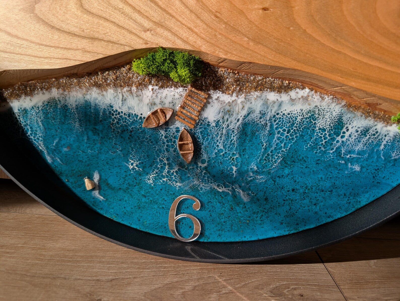 Ocean Resin Wall Clock – Large Handmade Coastal Clock for Modern Beach Home Décor