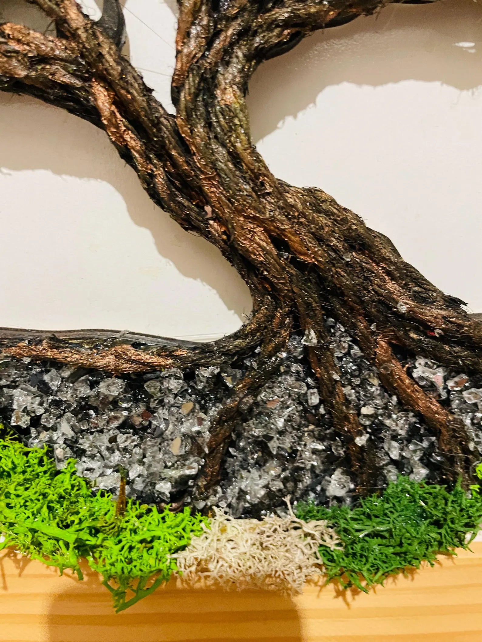 Tree of Life Moss Wall Art – Scandinavian Wood and Glass Handmade Decor