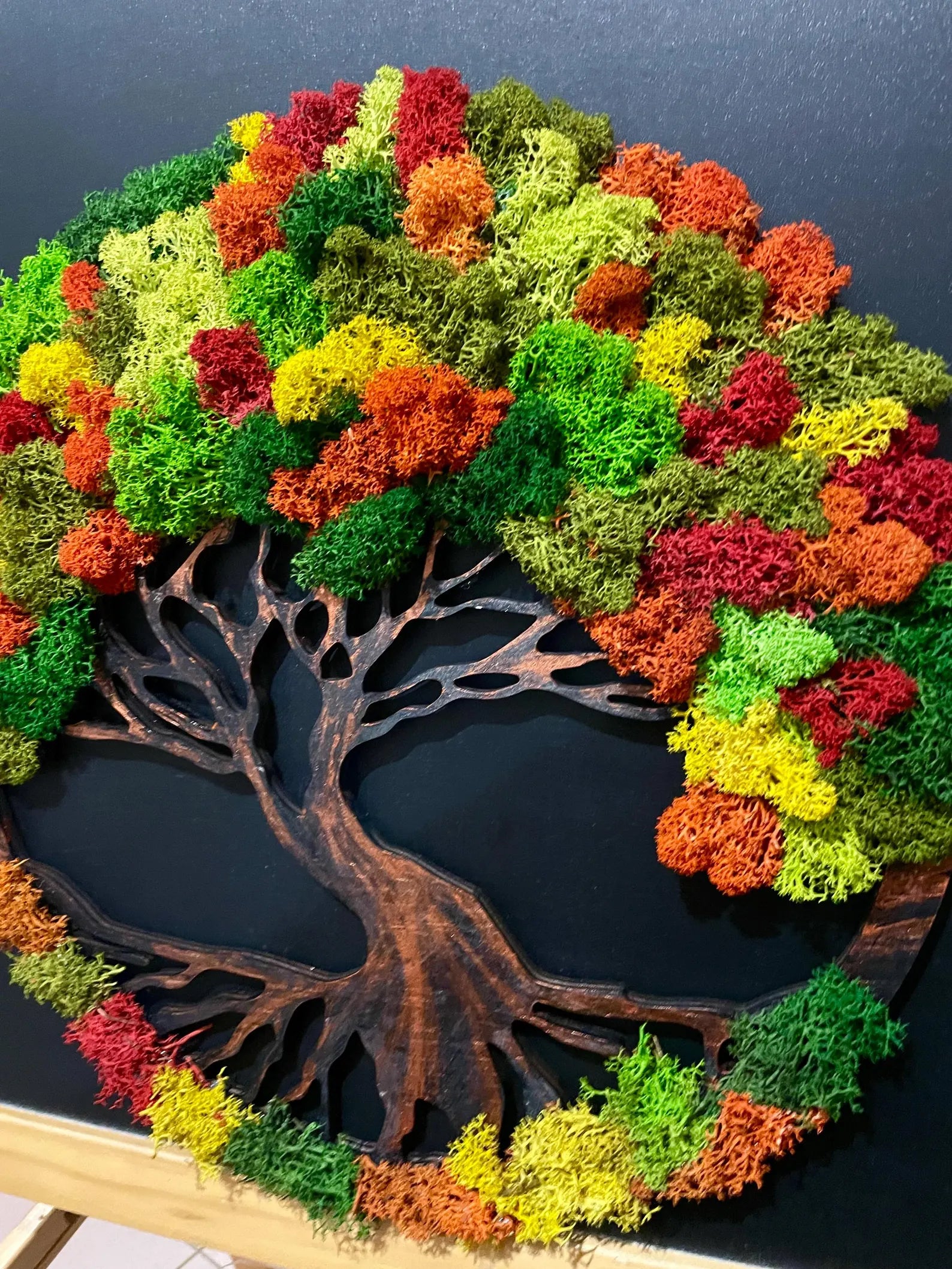 Preserved Moss Wall Art – Tree of Life Design in Autumn Colors | Handmade Nature Wall Decor