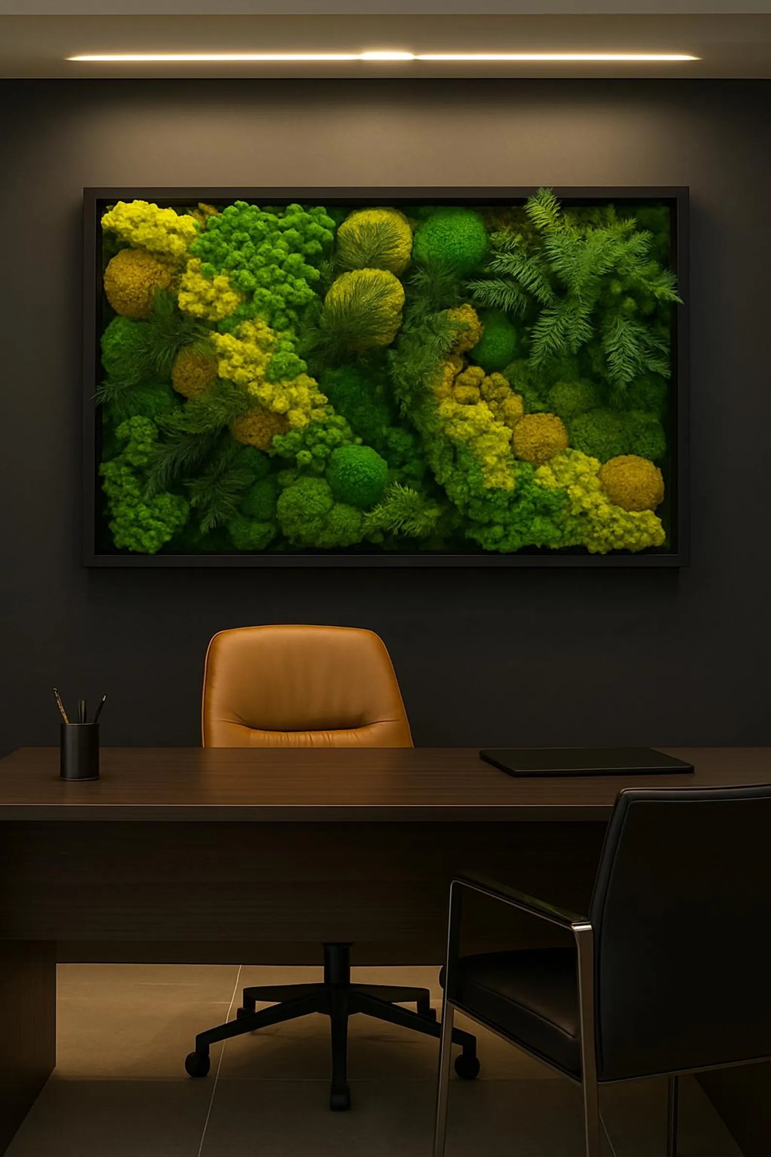 Green Preserved Moss Wall Art with LED – Unique Handmade Wall Decor