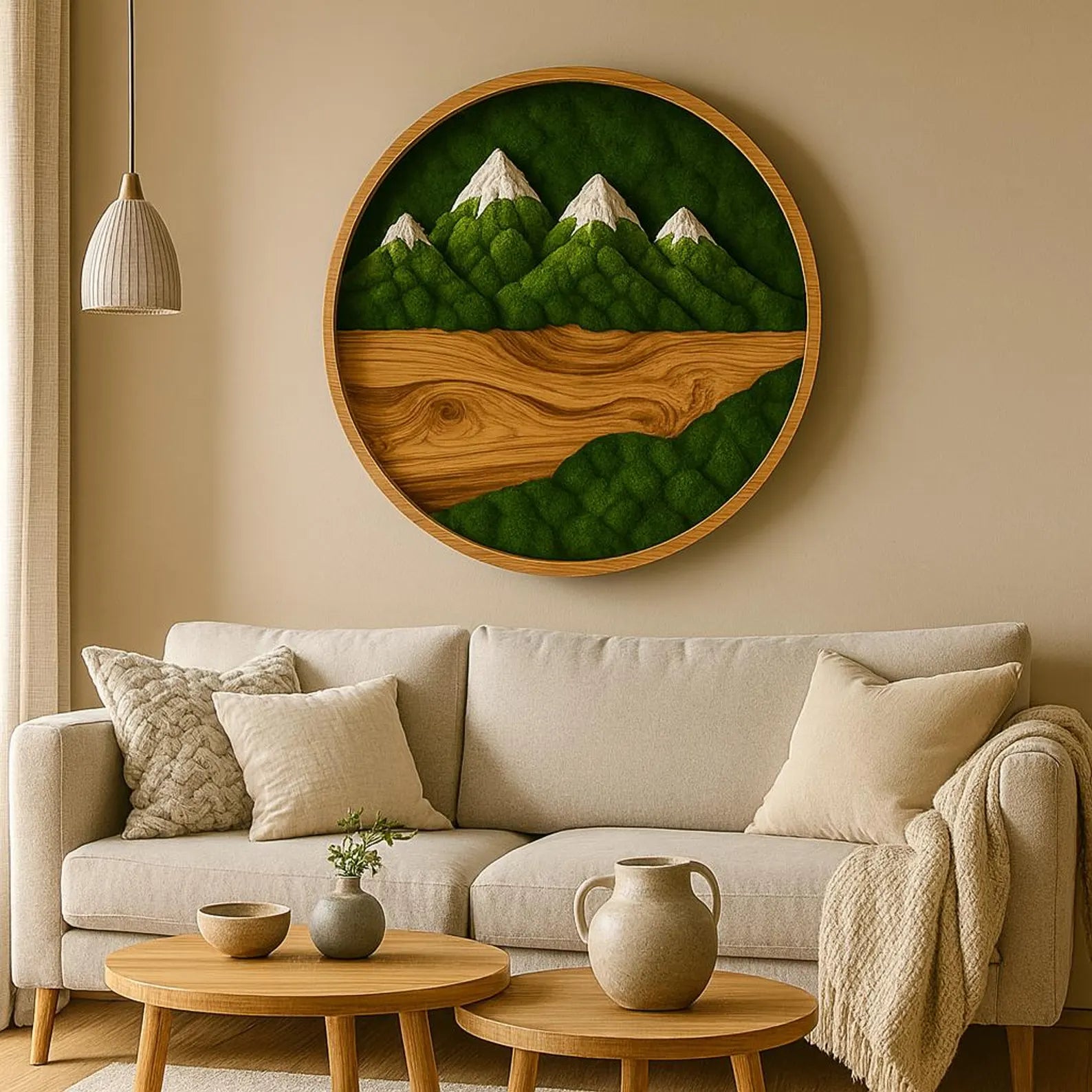 Handmade Preserved Moss Wall Art – Green Moss Gift – Natural Wood Frame Decor