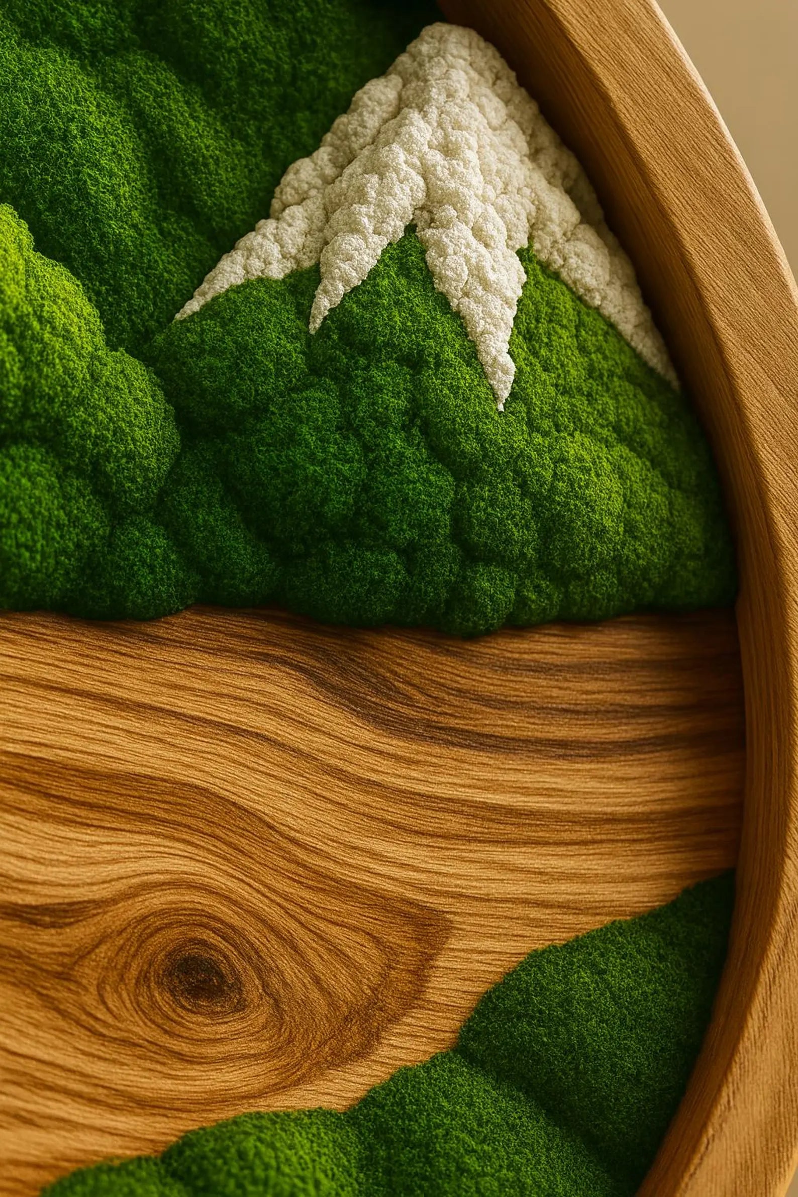 Handmade Preserved Moss Wall Art – Green Moss Gift – Natural Wood Frame Decor