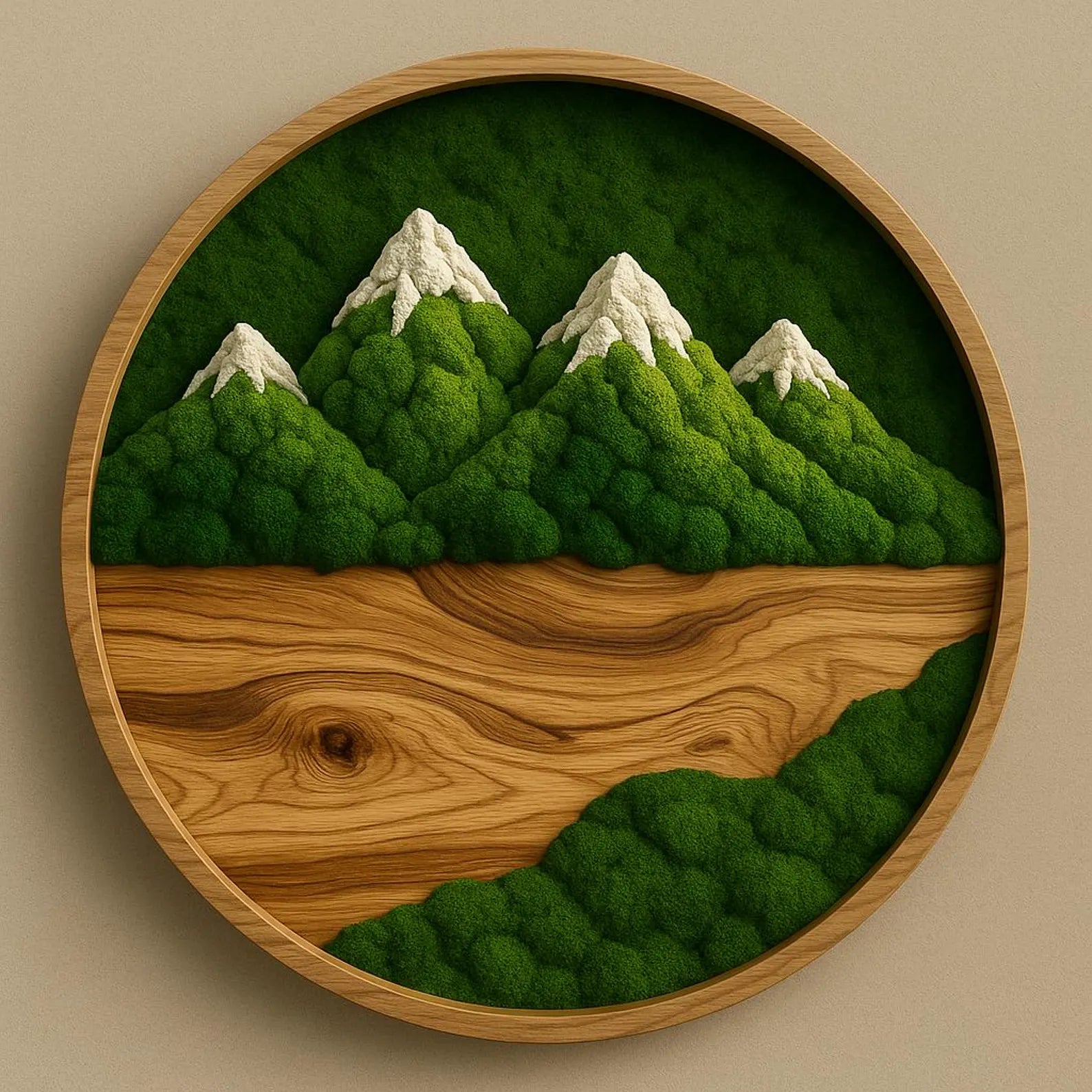 Handmade Preserved Moss Wall Art – Green Moss Gift – Natural Wood Frame Decor