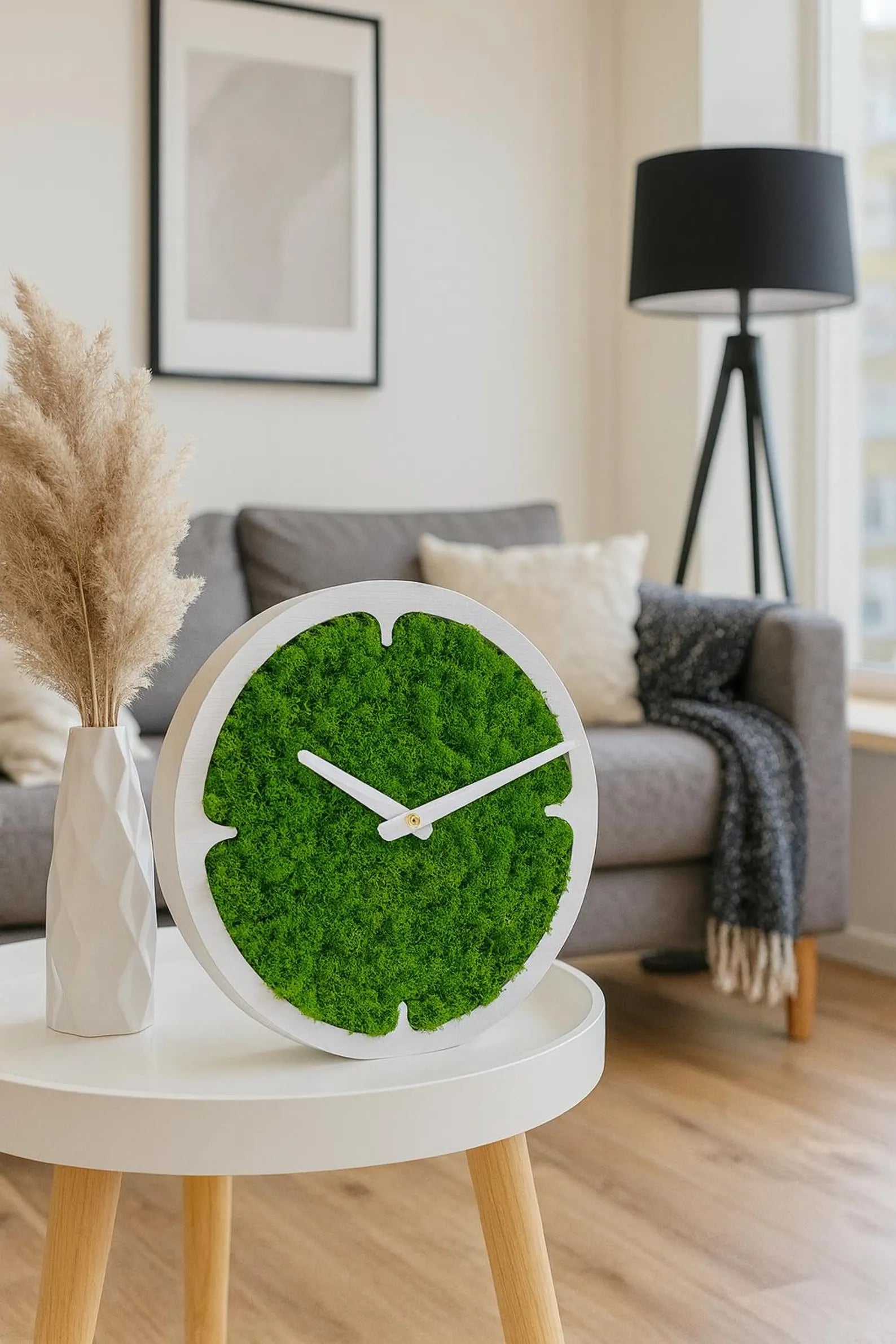 Modern Moss Wall Clock – Small Unique Wall Art for Home Decor & Gifts