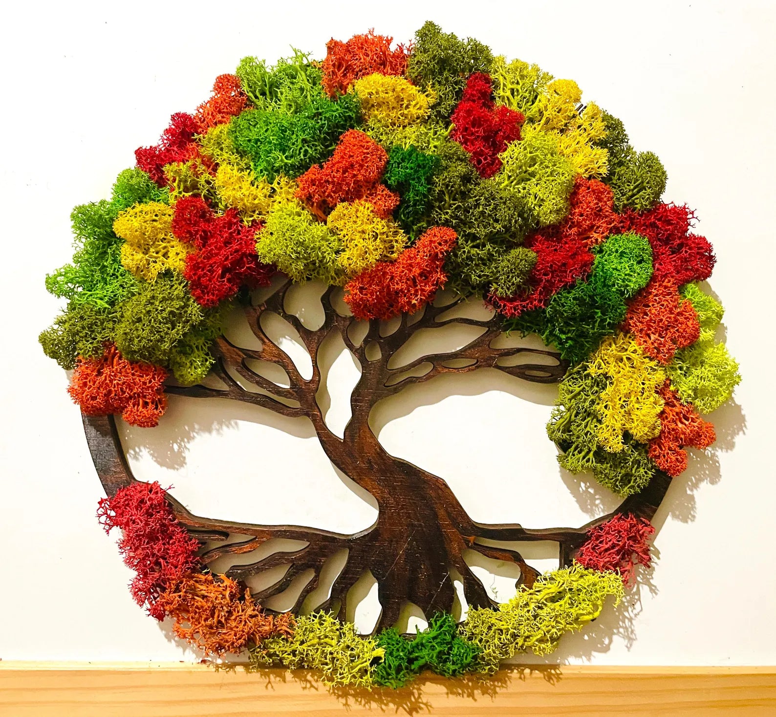 Preserved Moss Wall Art – Tree of Life Design in Autumn Colors | Handmade Nature Wall Decor