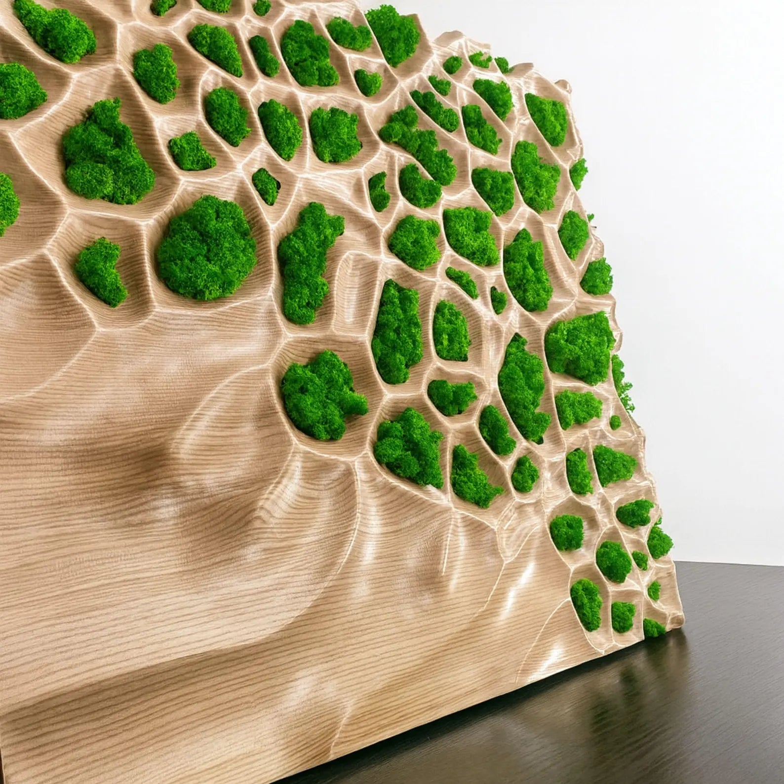 Handmade Wood & Moss Wall Sculpture – Eco Luxury Wall Art for Home
