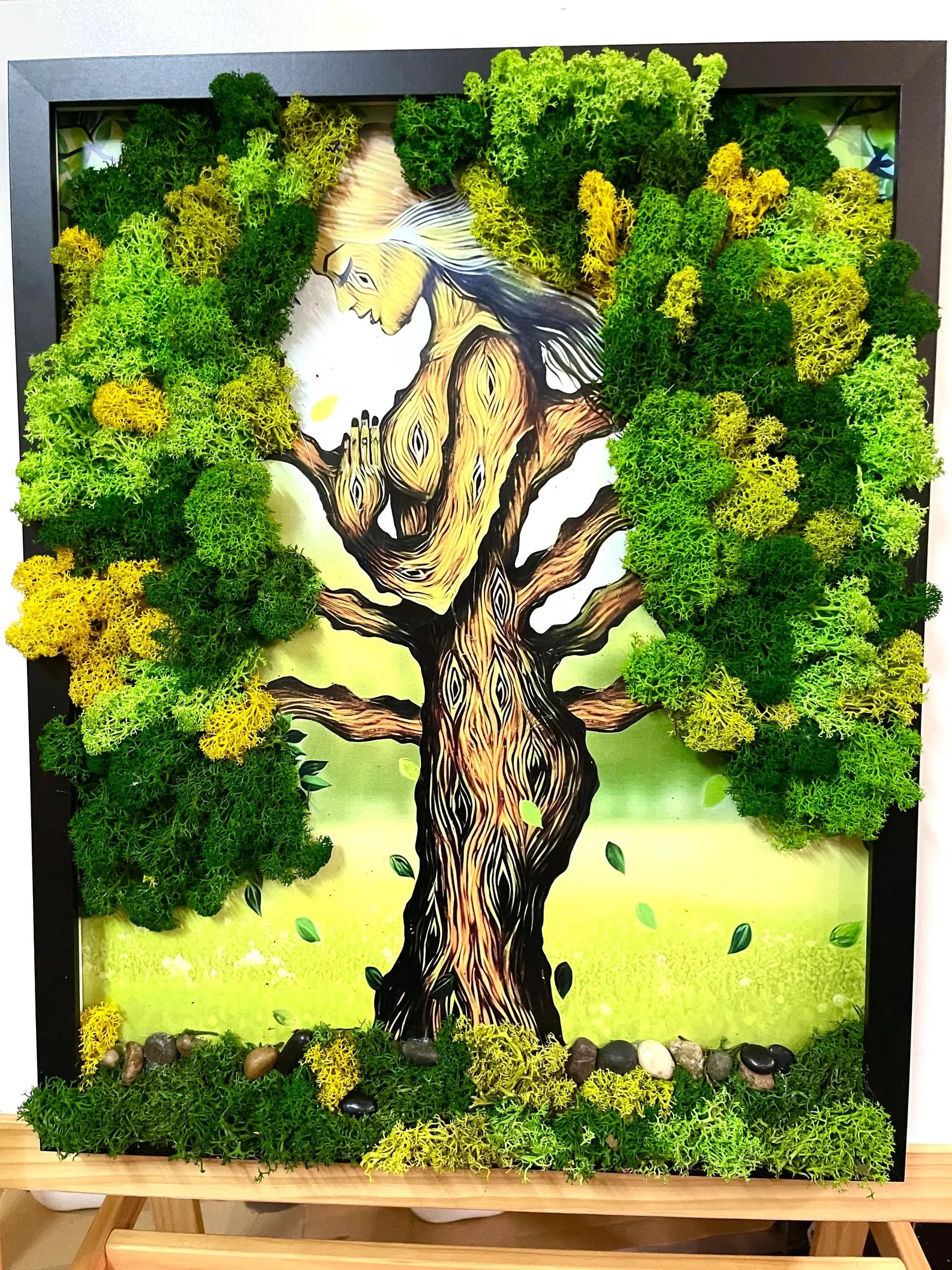 Demeter Tree Woman Wall Art – Scandinavian Moss Goddess Decor – Handmade Eco-Friendly Nature Artwork