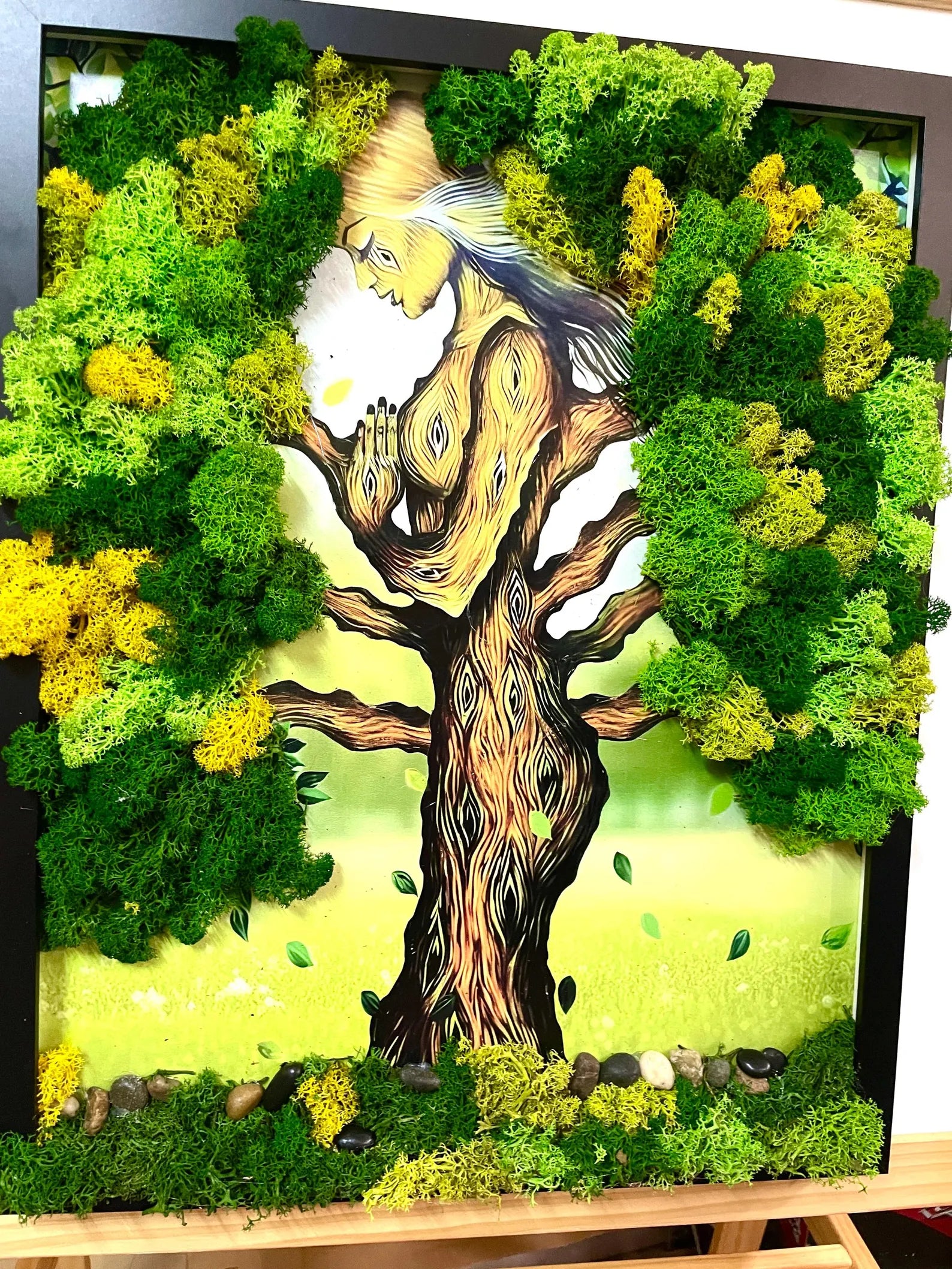 Demeter Tree Woman Wall Art – Scandinavian Moss Goddess Decor – Handmade Eco-Friendly Nature Artwork