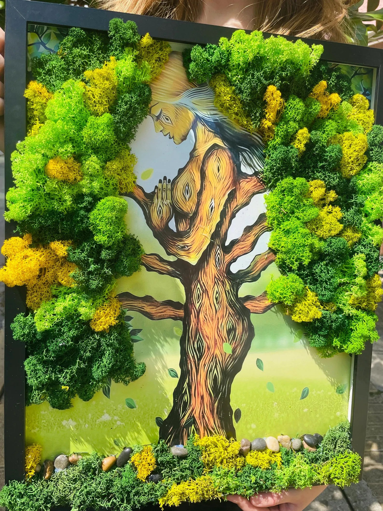 Demeter Tree Woman Wall Art – Scandinavian Moss Goddess Decor – Handmade Eco-Friendly Nature Artwork