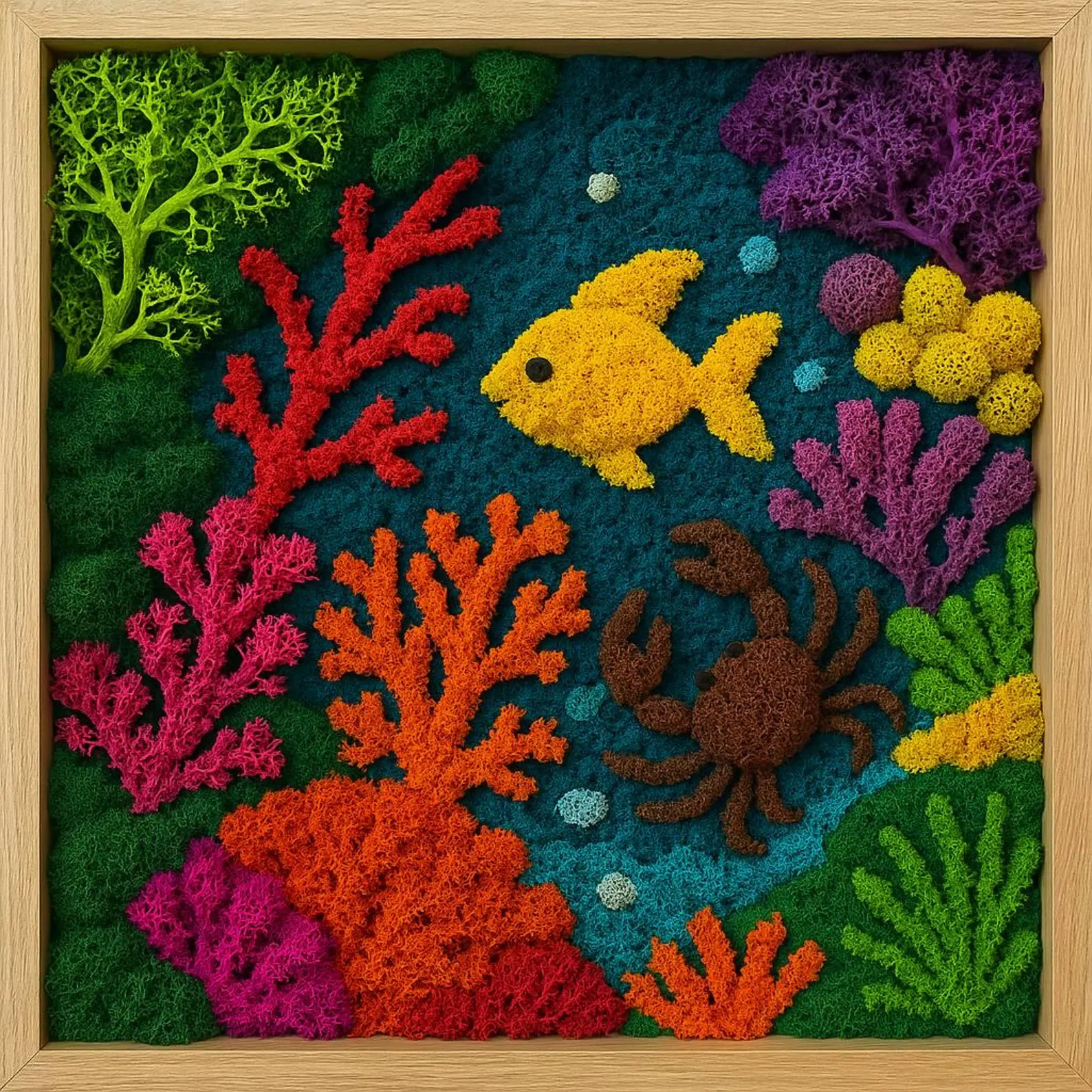 Preserved Reindeer Moss Wall Art – Under the Sea Ocean Theme Decor