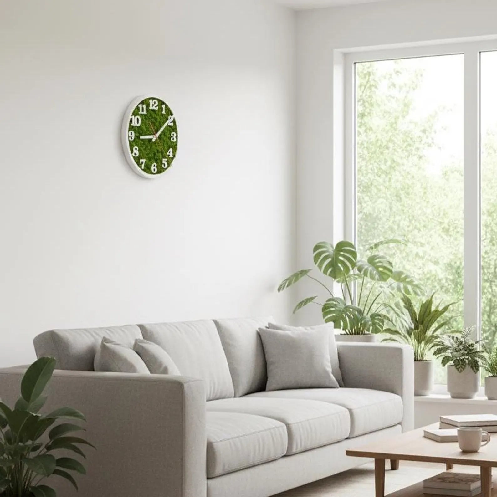 Handmade Moss Wall Clock – Large Modern Wooden Wall Decor for Home or Office