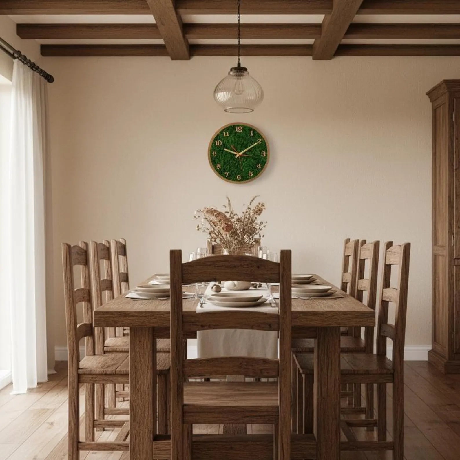 Handmade Moss Wall Clock – Large Modern Wooden Wall Decor for Home or Office