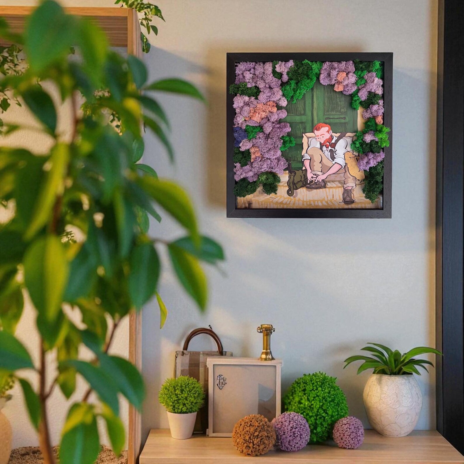 3D Preserved Moss Wall Art – Biophilic Green Wall Decor for Home & Office