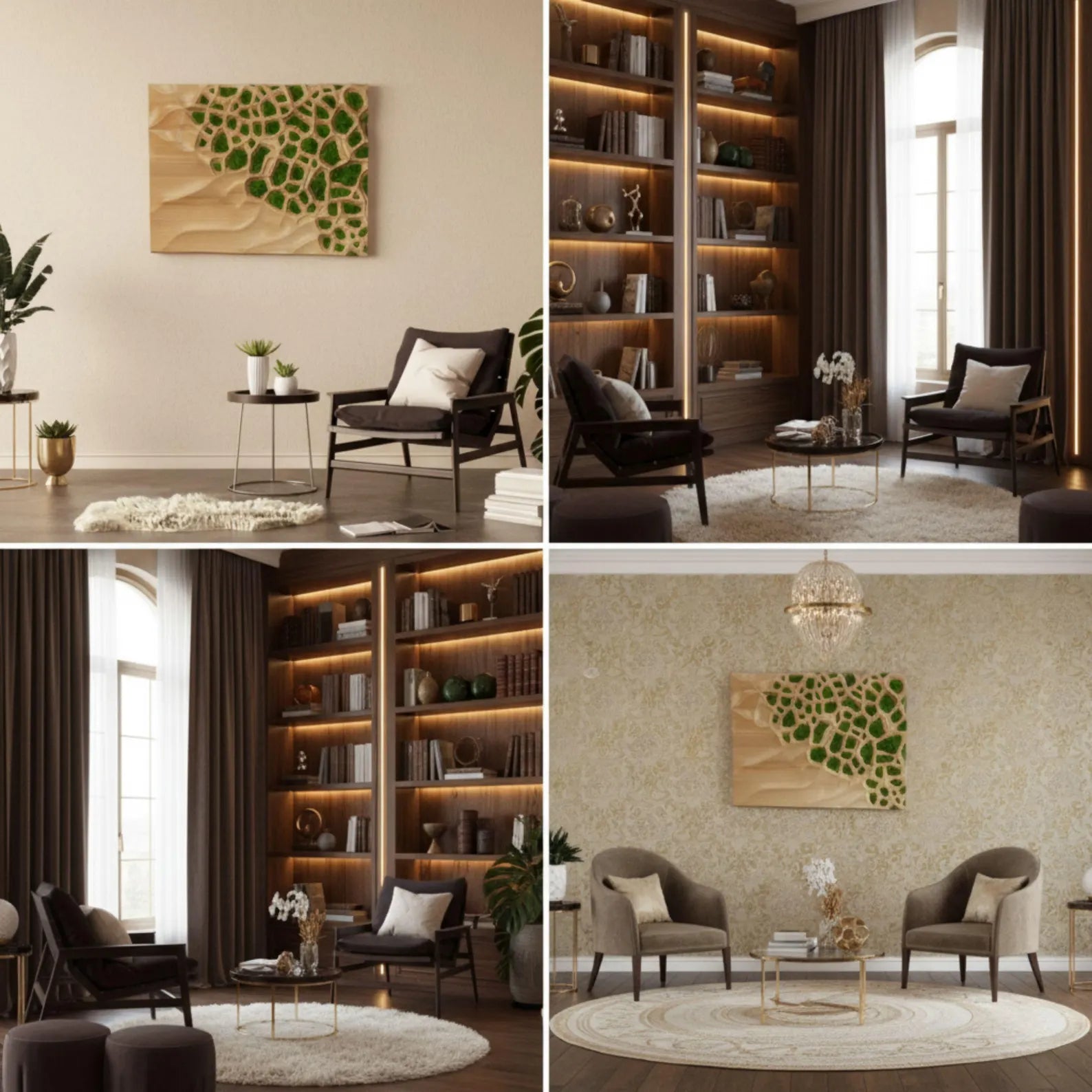 Handmade Wood & Moss Wall Sculpture – Eco Luxury Wall Art for Home