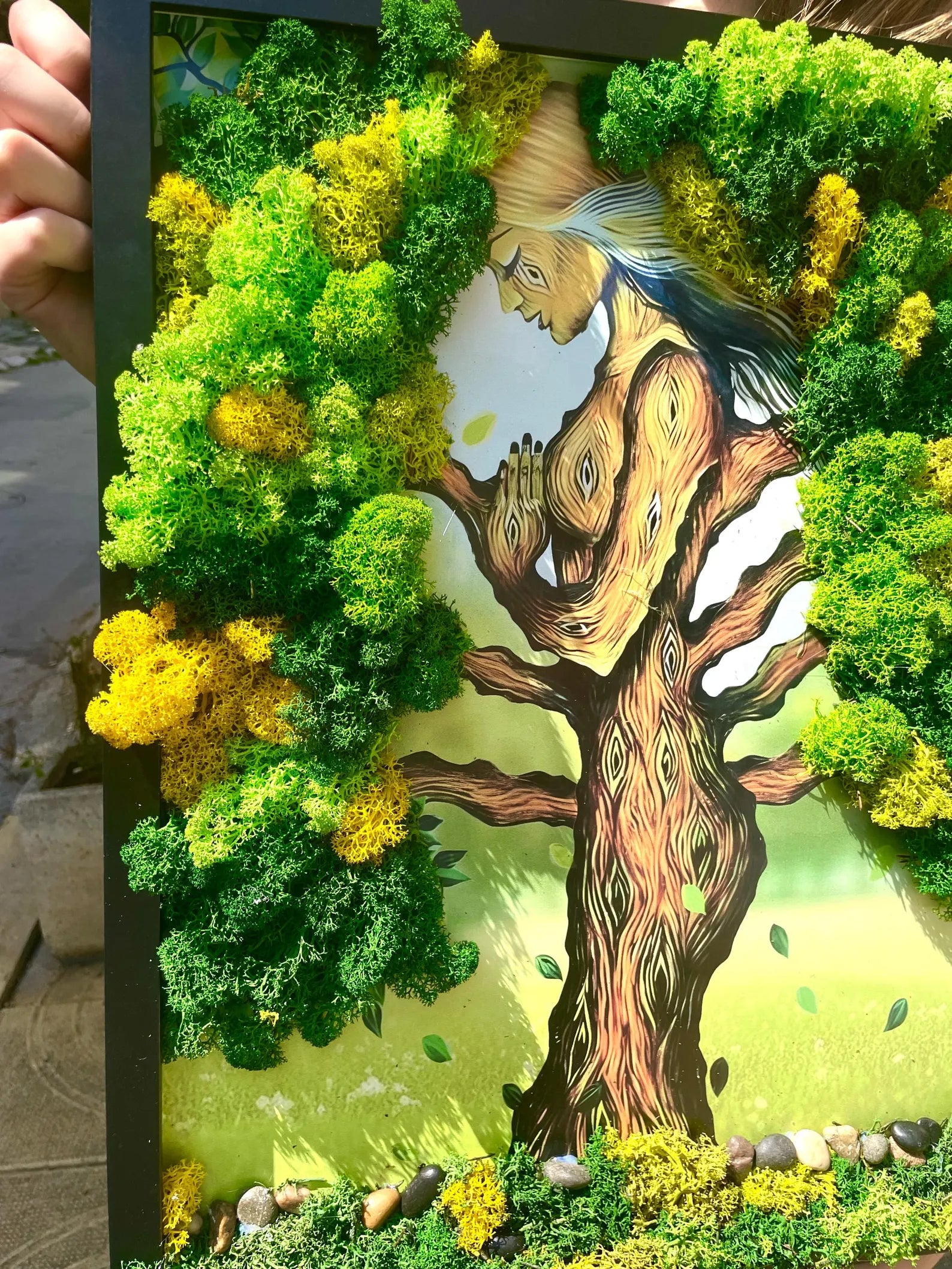 Demeter Tree Woman Wall Art – Scandinavian Moss Goddess Decor – Handmade Eco-Friendly Nature Artwork