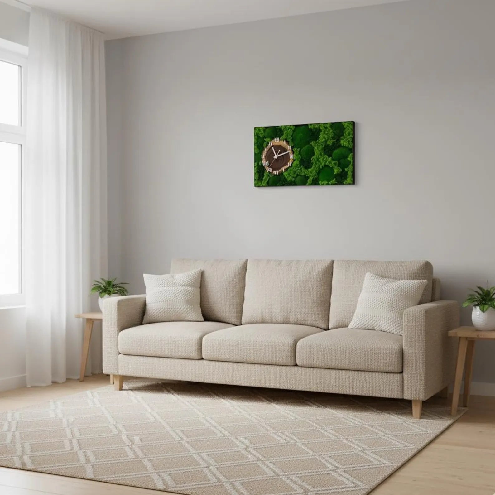 Handmade Preserved Moss Wall Clock – Natural Botanical Wall Art for Home, Office & Spa