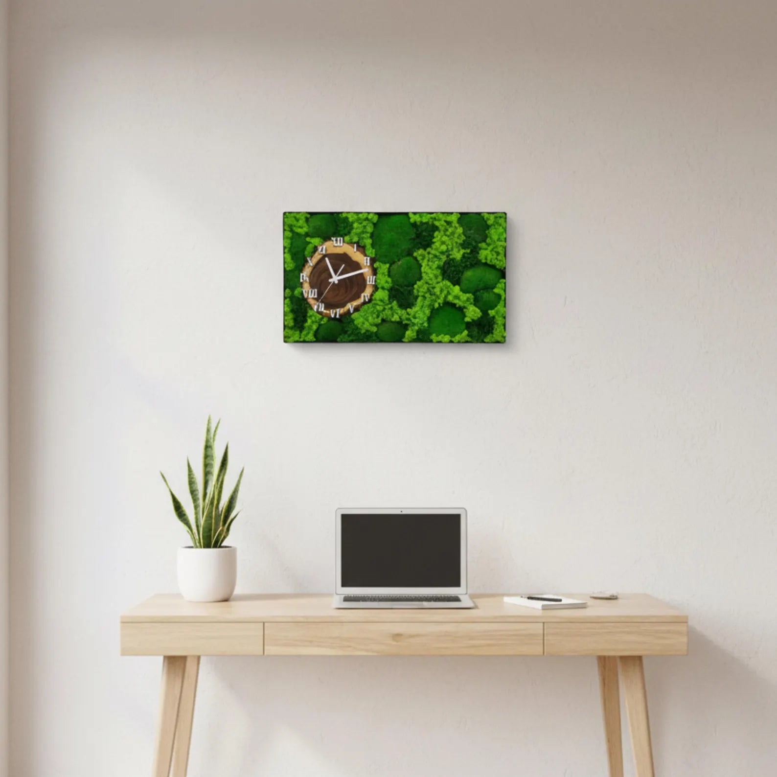 Handmade Preserved Moss Wall Clock – Natural Botanical Wall Art for Home, Office & Spa