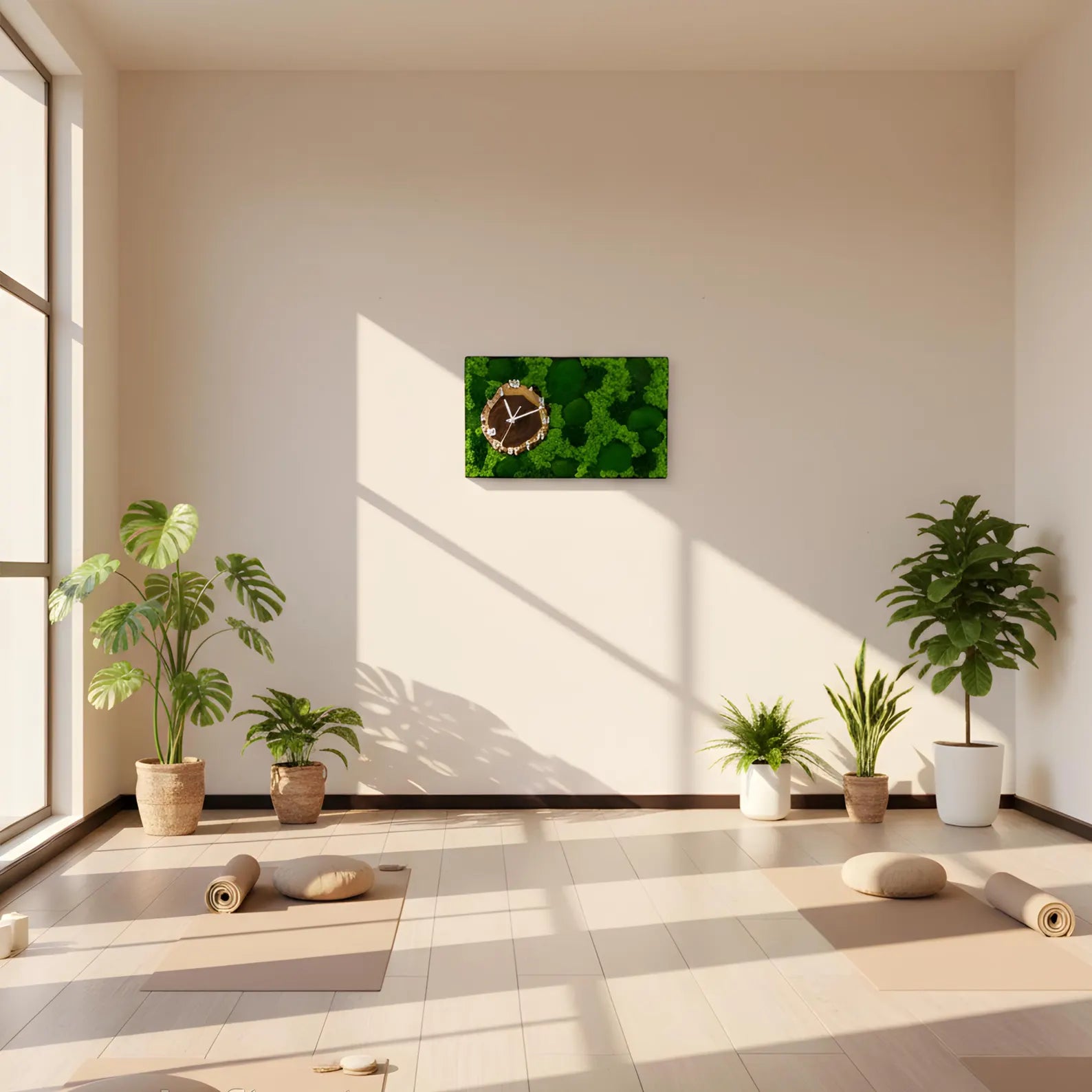 Handmade Preserved Moss Wall Clock – Natural Botanical Wall Art for Home, Office & Spa