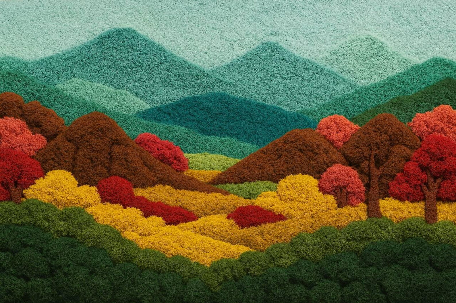 Preserved Reindeer Moss Wall Art – Mountain Landscape Nature Decor