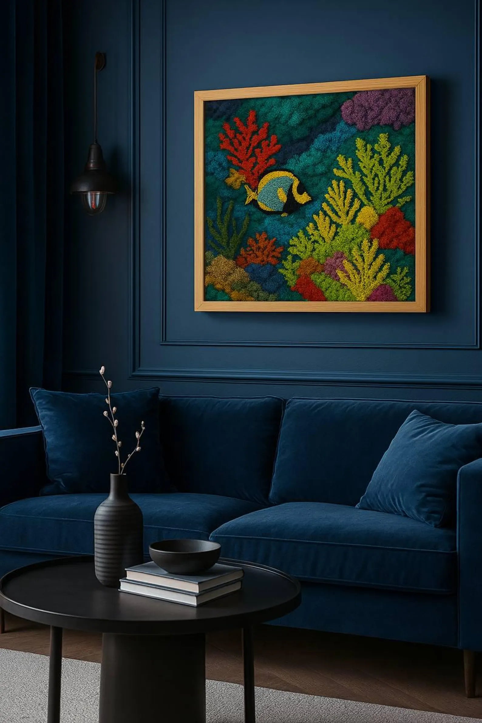 Preserved Reindeer Moss Wall Art – Deep Sea Ocean Theme Decor