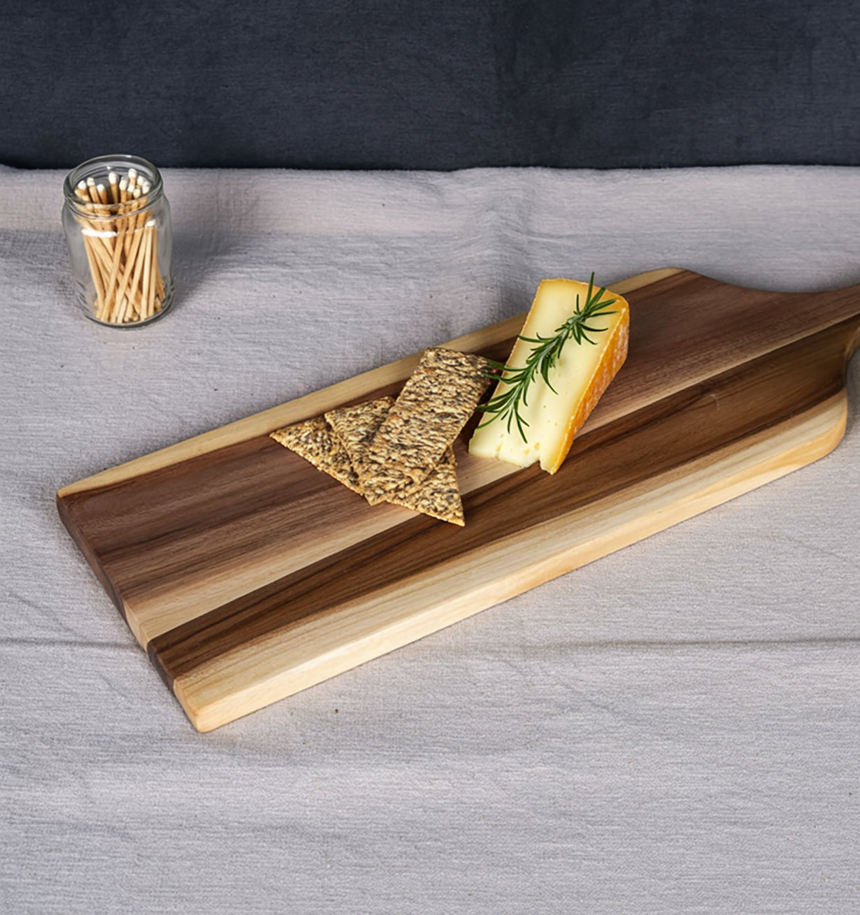 Rustic Wooden Cutting Board with Rope Handle – Handmade Serving Board