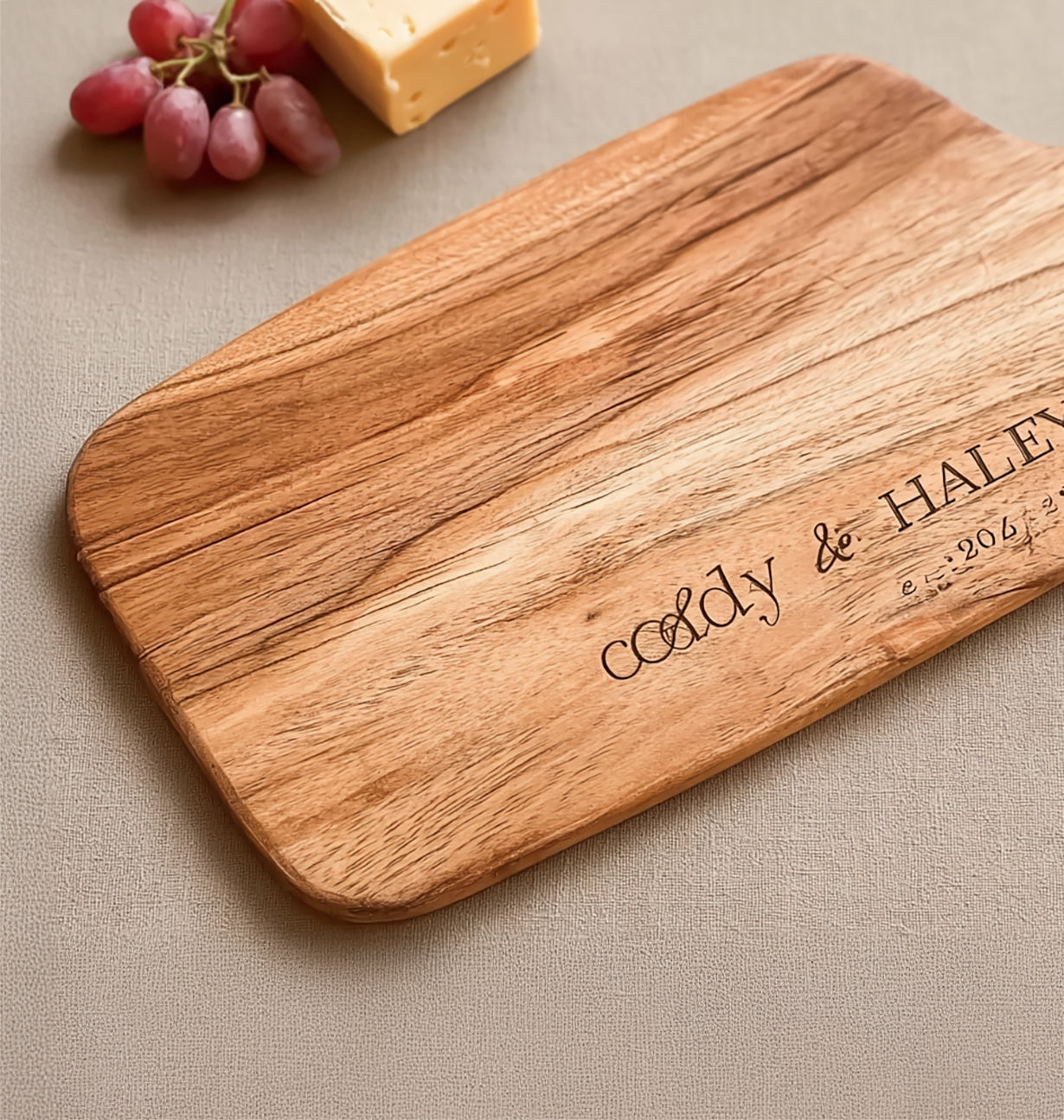 Personalized Wooden Cutting Board – Engraved Custom Name Cheese Board