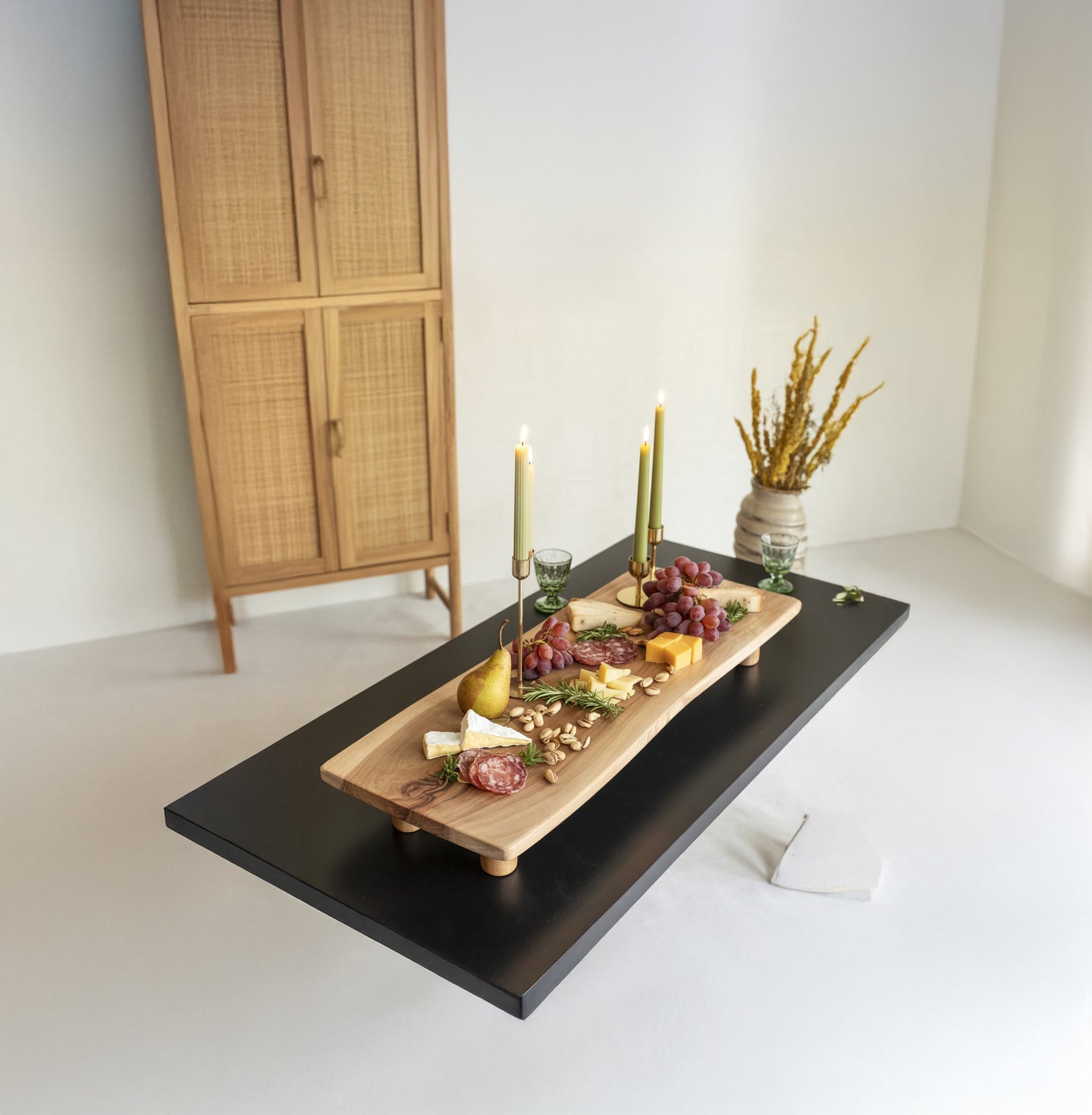 Raised Wood Serving Board – Handmade Charcuterie, Cheese, and Snack Display Tray