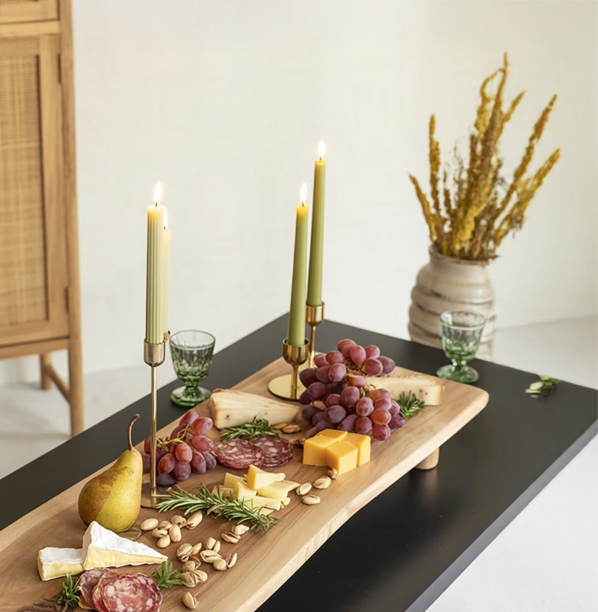 Raised Wood Serving Board – Handmade Charcuterie, Cheese, and Snack Display Tray
