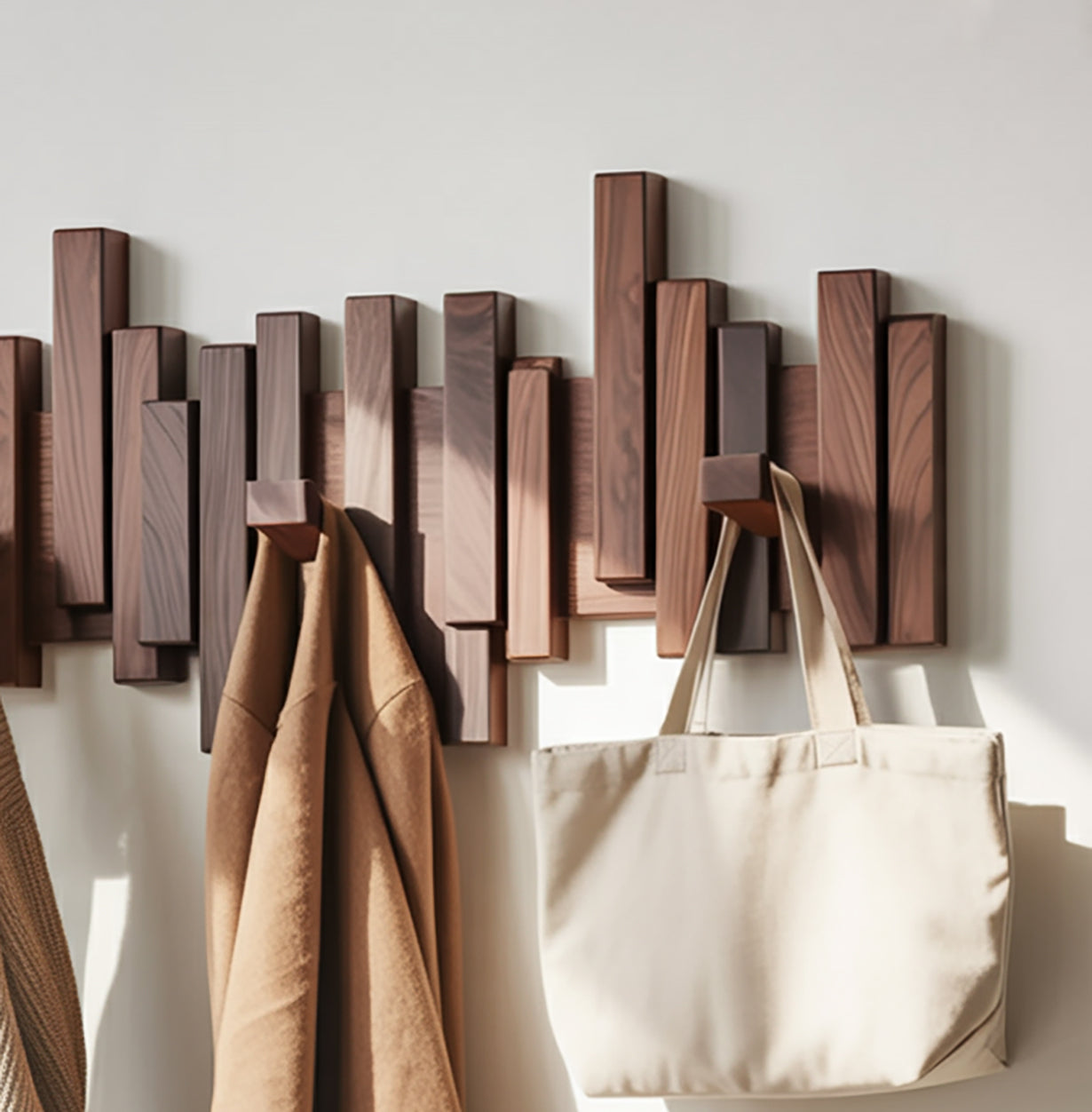 Piano Key Coat Rack – Solid Wood Wall Hook for Entryway