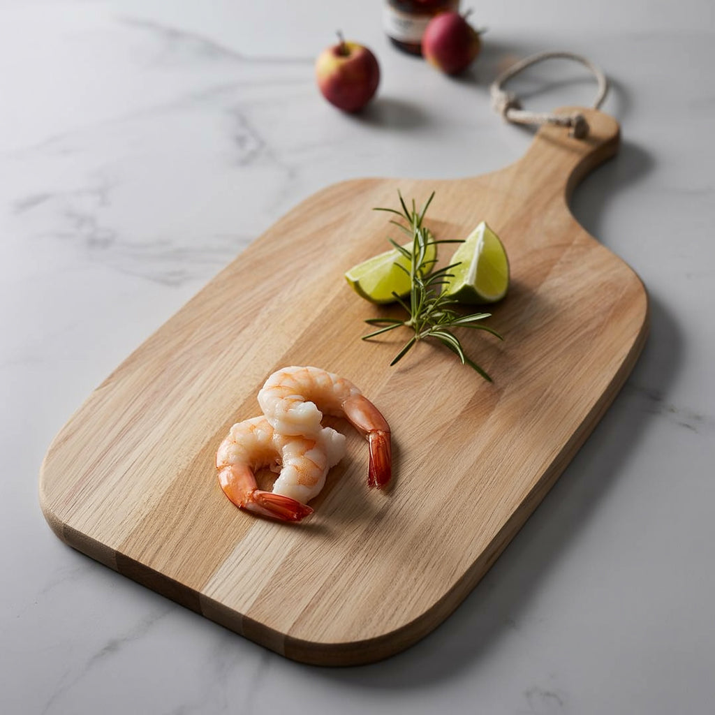 Handcrafted Wooden Cutting Board with Handle & Rope – Rustic Serving Board