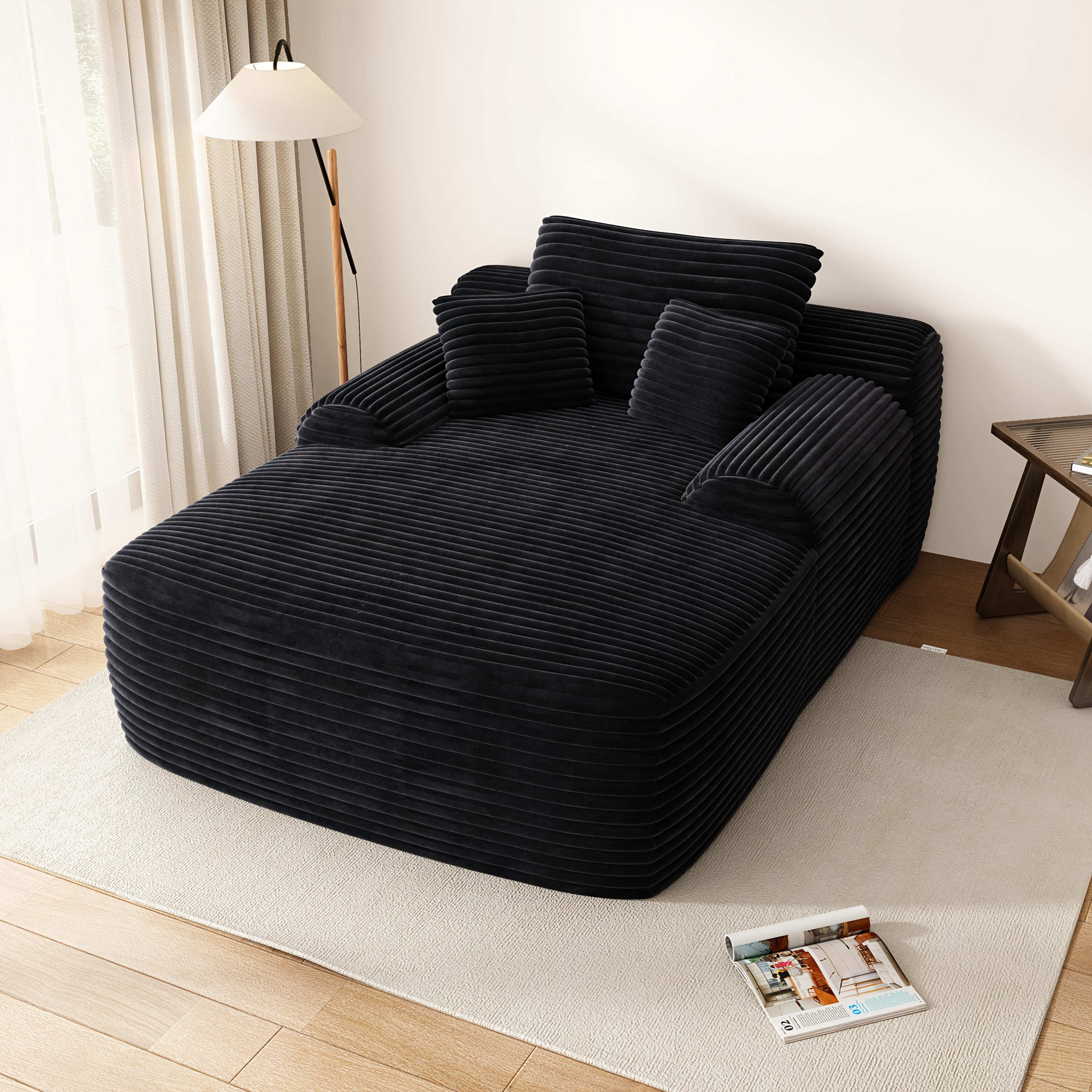 No Assembly Required 47'' Corduroy Indoor Chaise Lounge Chair Upholstered