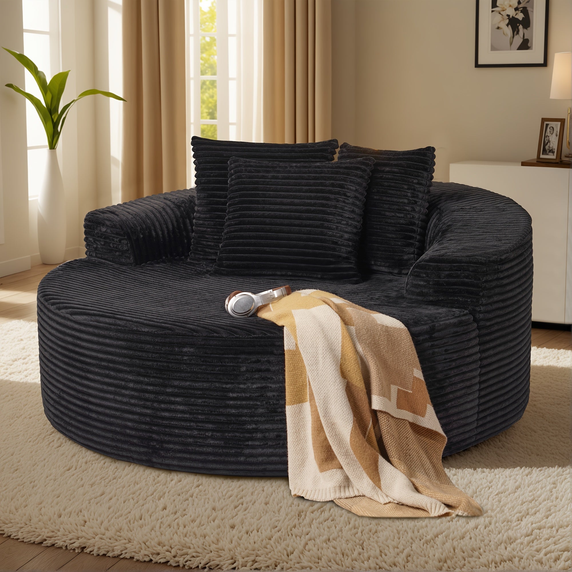 58.28" Wide Oversized Round Chaise Lounge Chair